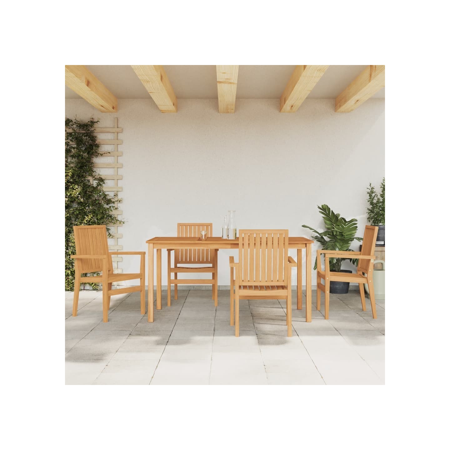 Ensemble à manger de jardin 5pcs Bois de teck massif