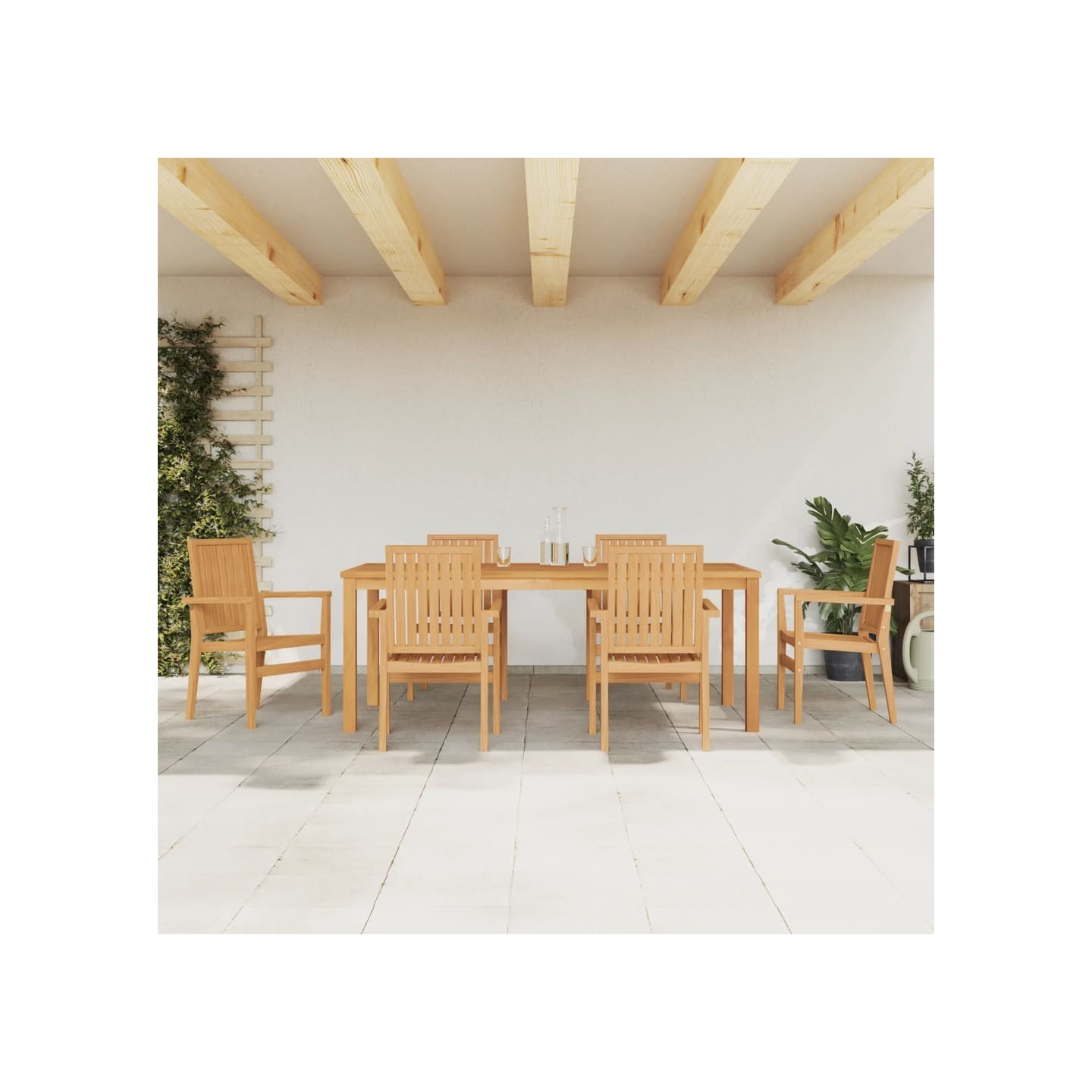 Ensemble à manger de jardin 7 pcs Bois de teck solide