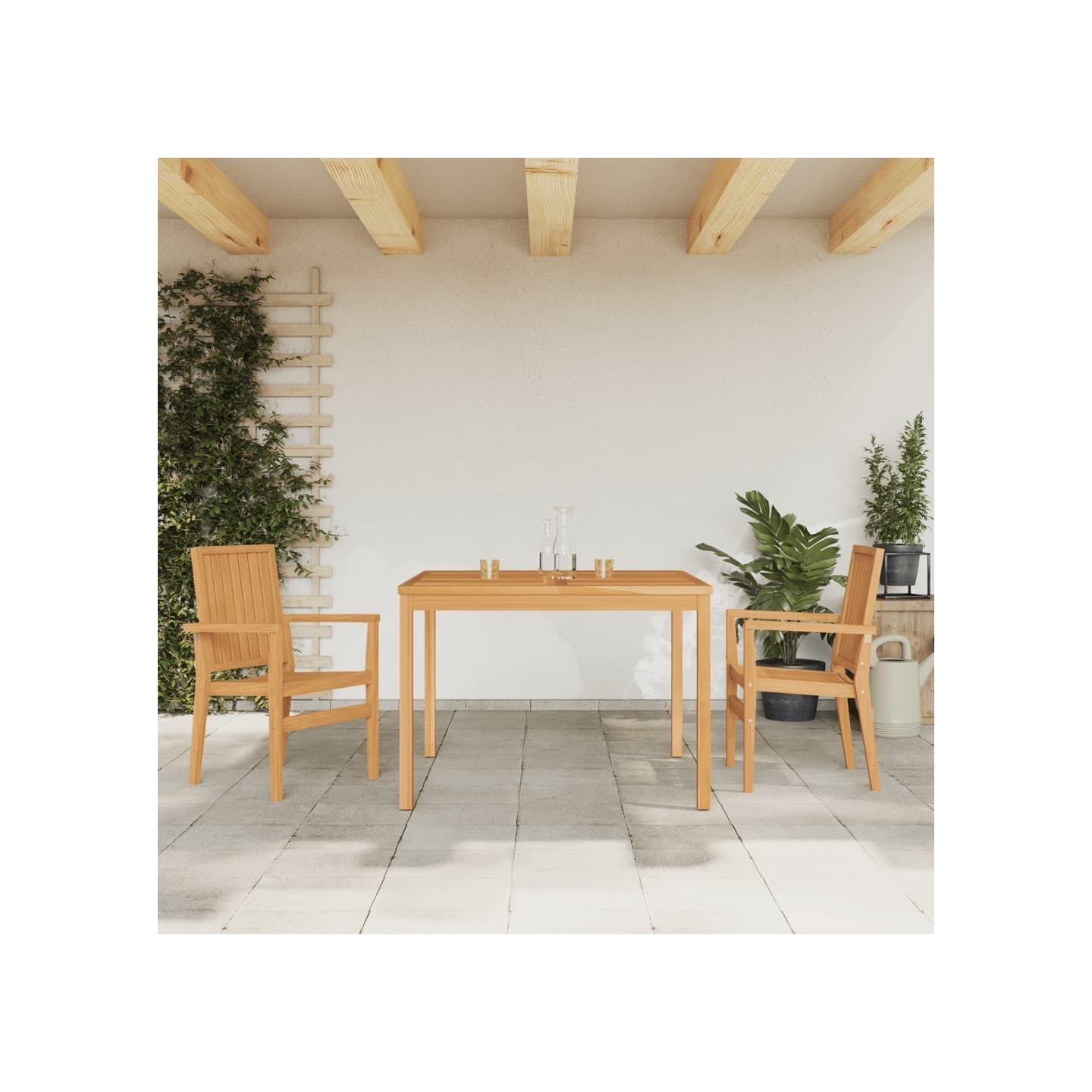 Ensemble à manger de jardin 3 pcs Bois de teck massif