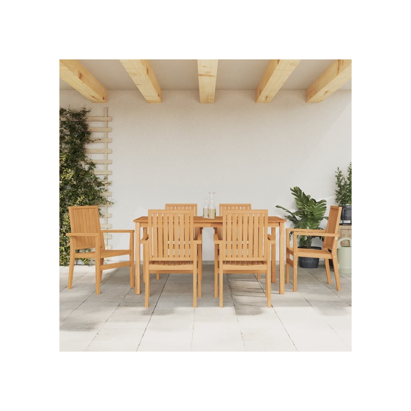 Ensemble à manger de jardin 7 pcs Bois de teck solide