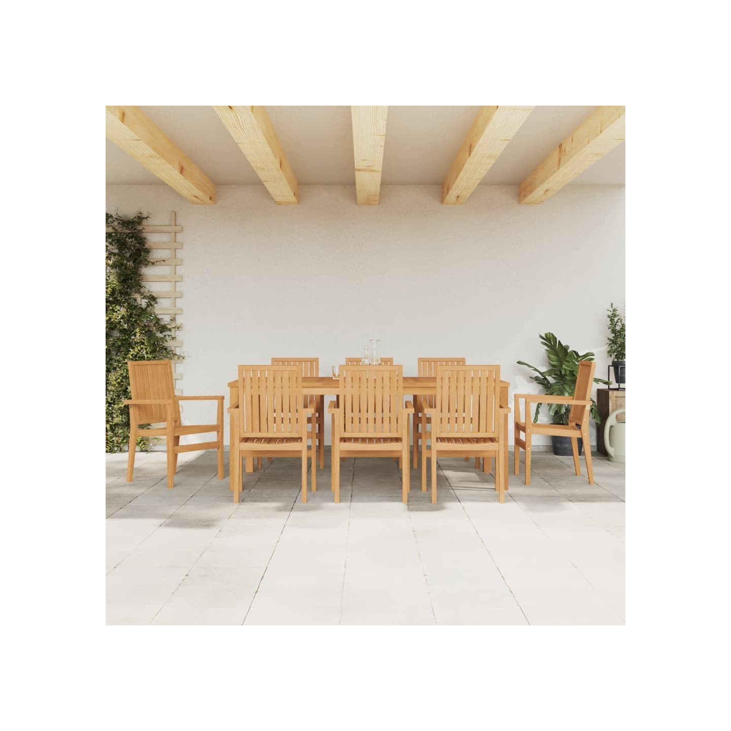 Ensemble à manger de jardin 9 pcs Bois de teck solide