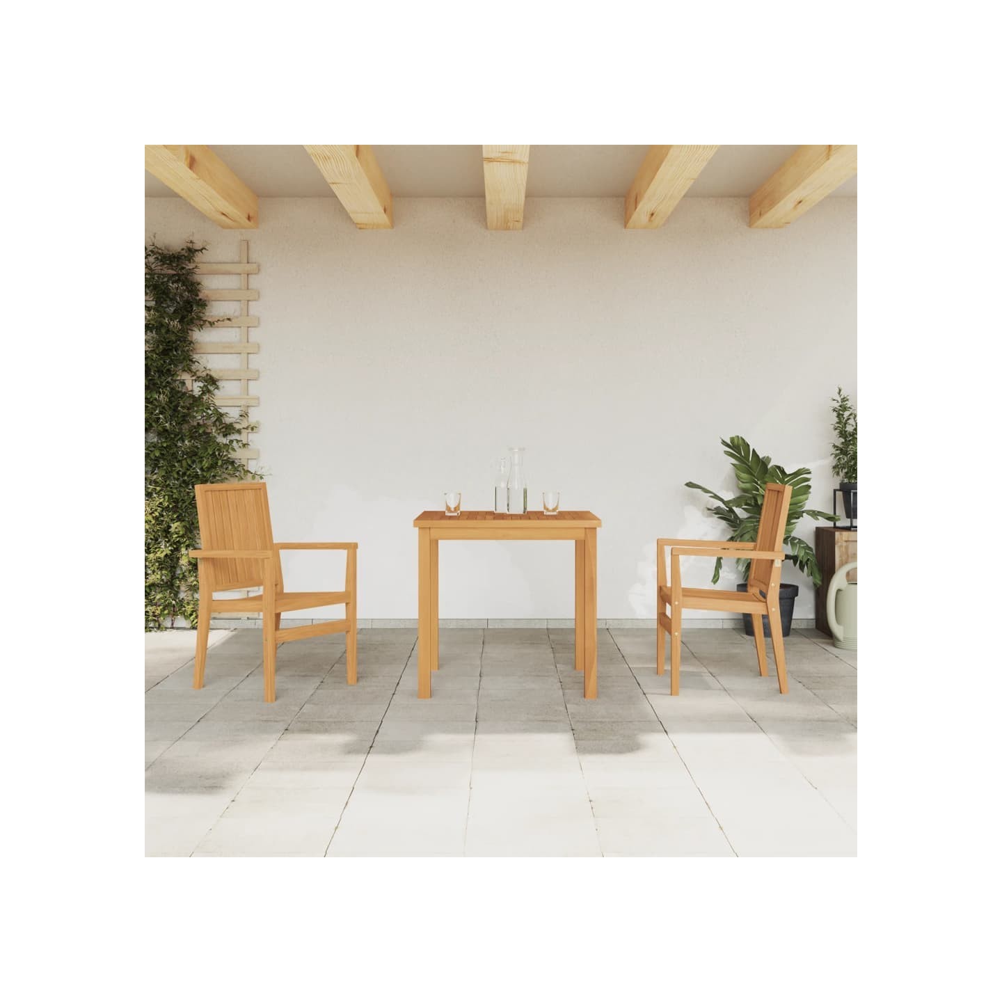 Ensemble à manger de jardin 3 pcs Bois de teck massif