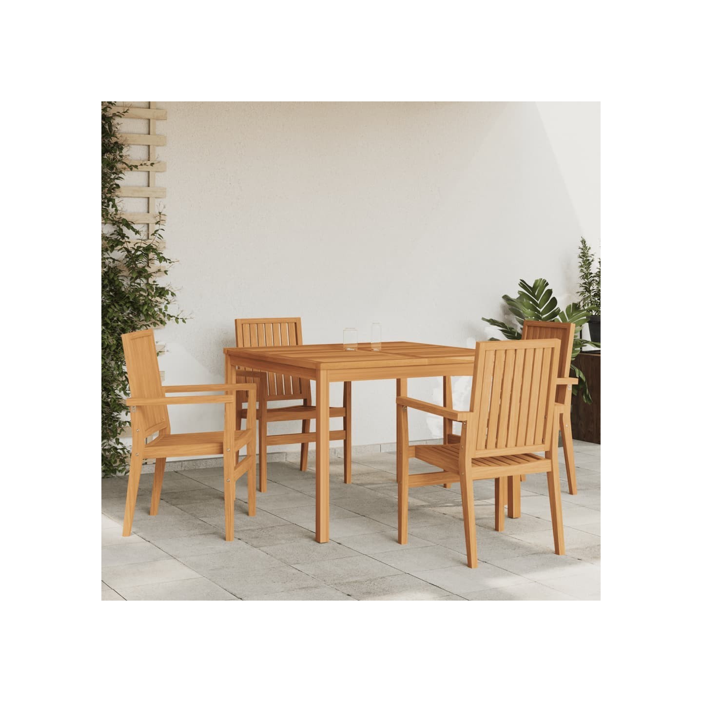 Ensemble à manger de jardin 5pcs Bois de teck massif