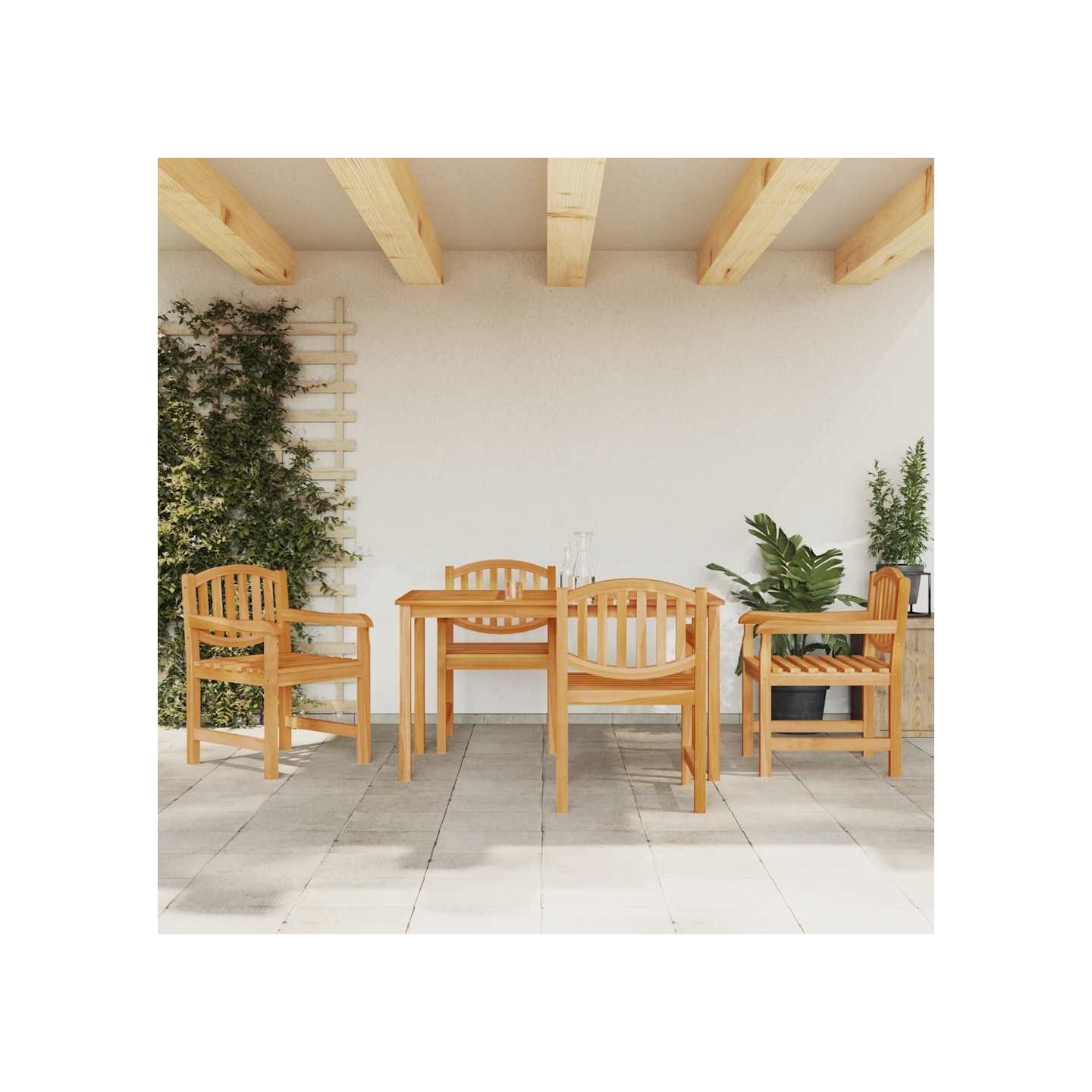 Ensemble à manger de jardin 5pcs Bois de teck massif
