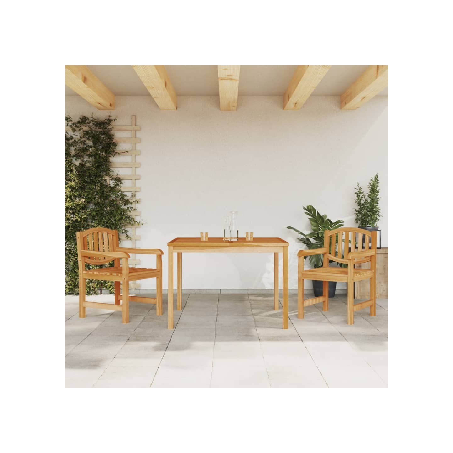 Ensemble à manger de jardin 3 pcs Bois de teck massif