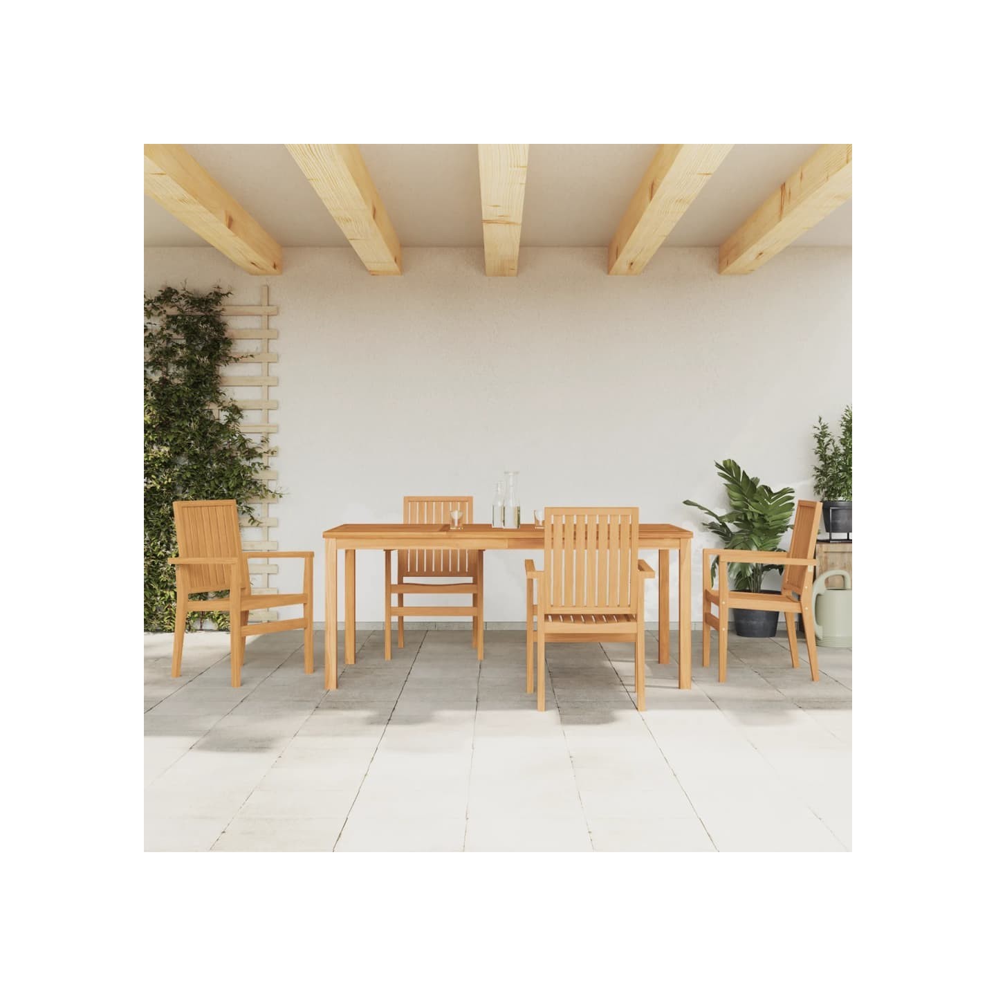 Ensemble à manger de jardin 5pcs Bois de teck massif