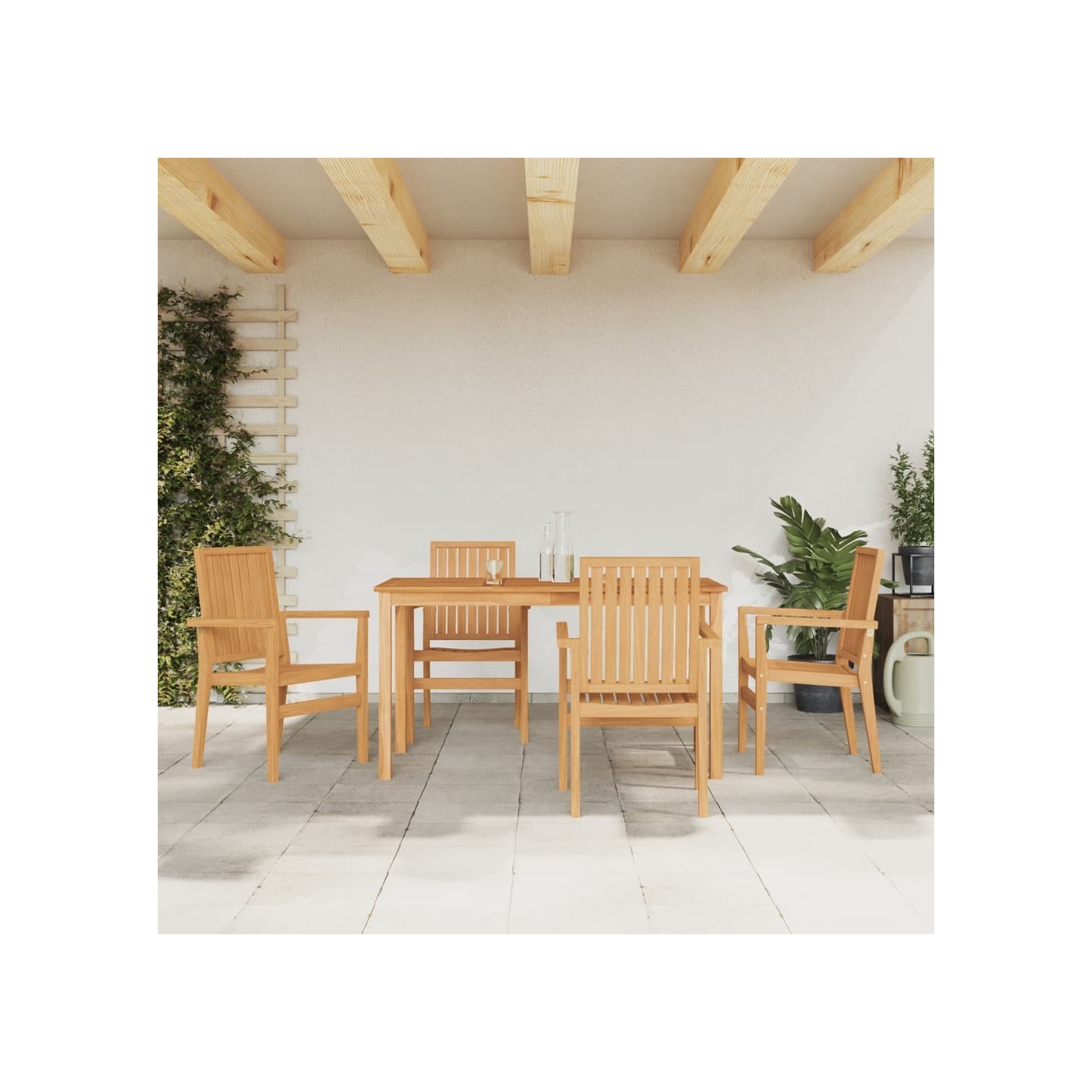 Ensemble à manger de jardin 5pcs Bois de teck massif
