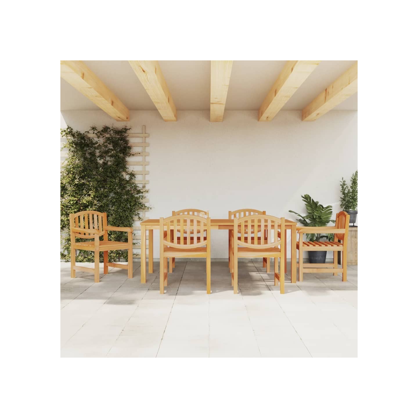 Ensemble à manger de jardin 7 pcs Bois de teck solide