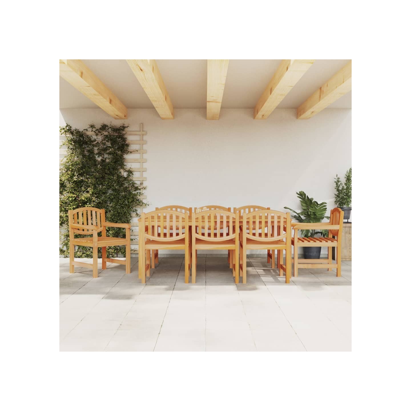 Ensemble à manger de jardin 9 pcs Bois de teck solide