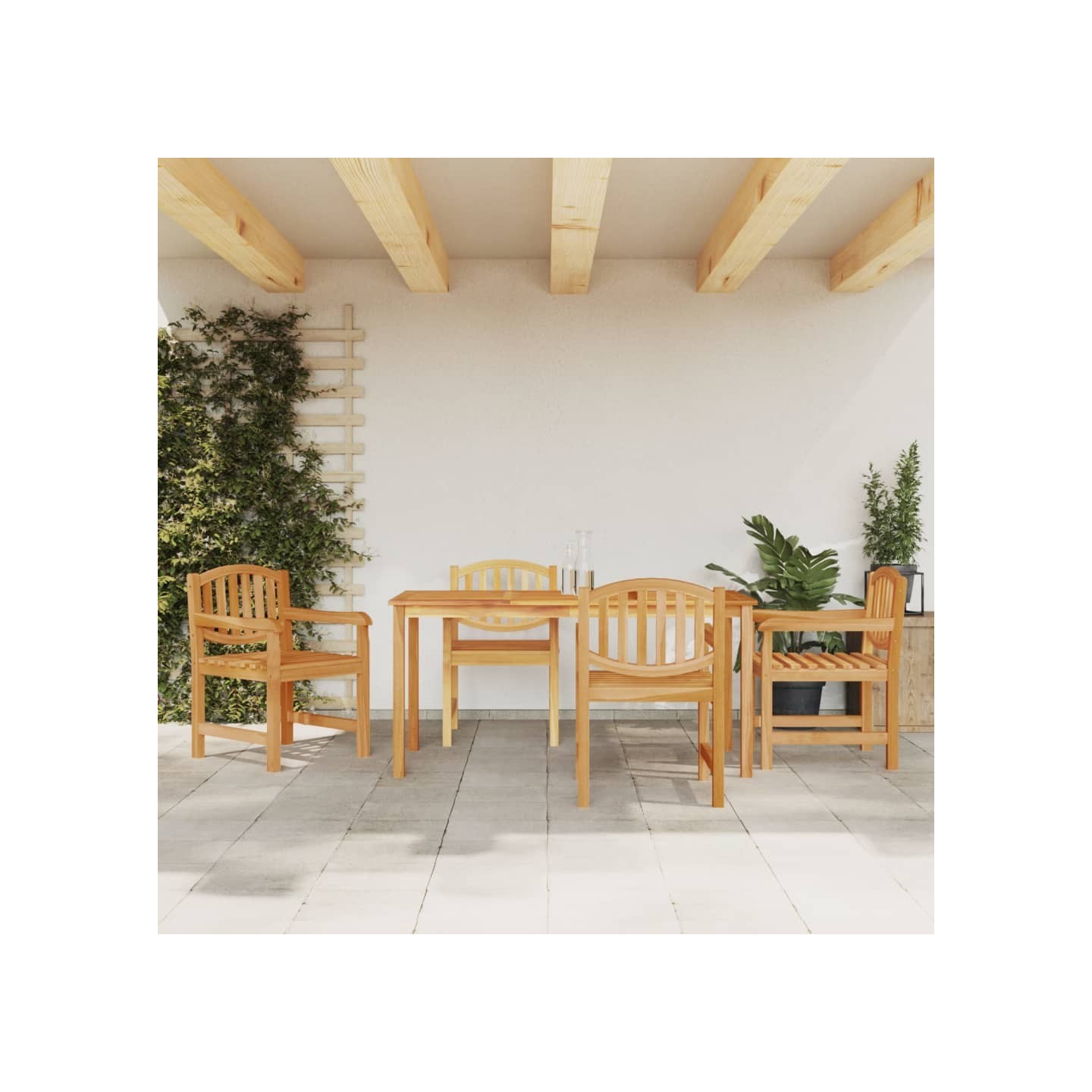 Ensemble à manger de jardin 5pcs Bois de teck massif