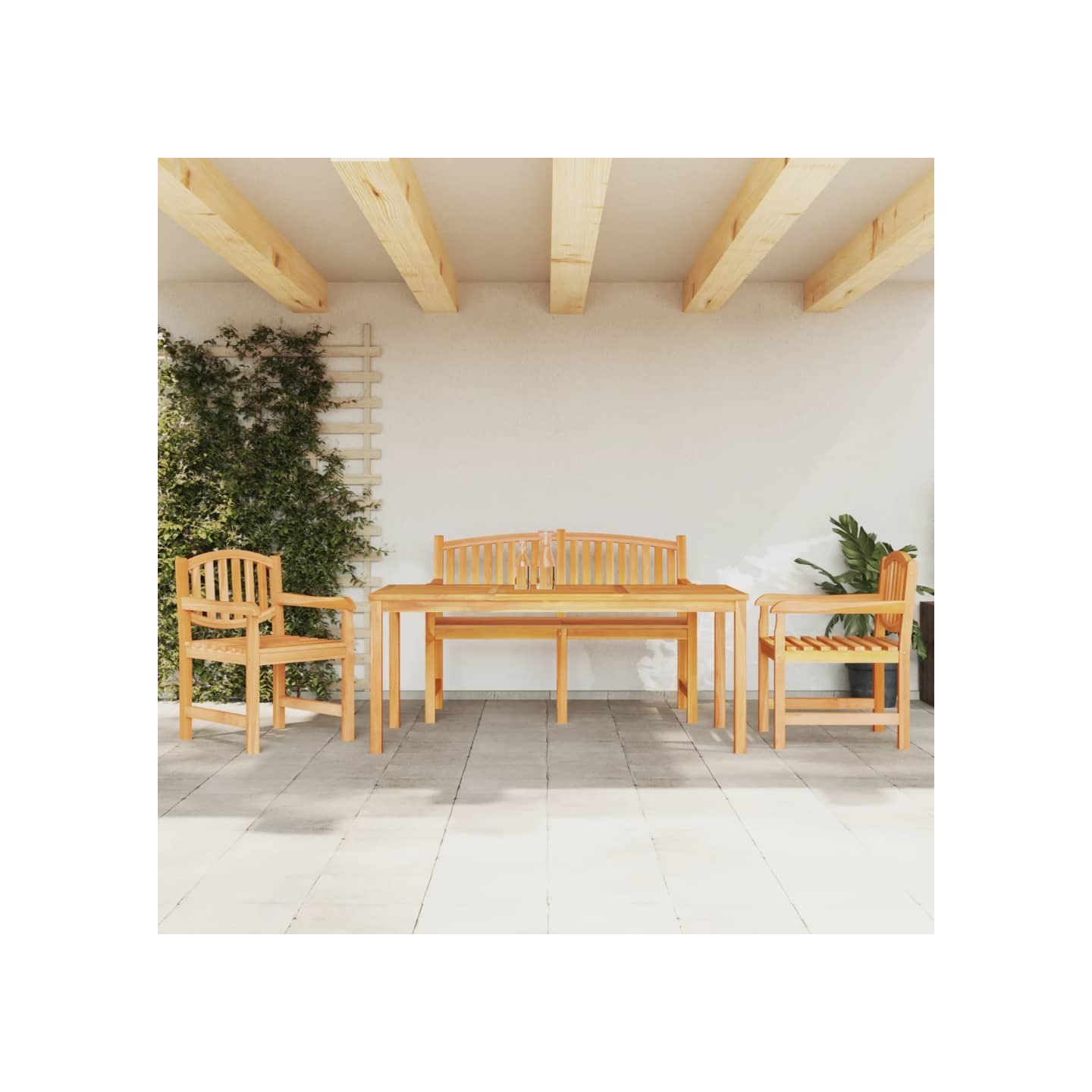 Ensemble à manger de jardin 4 pcs Bois de teck massif