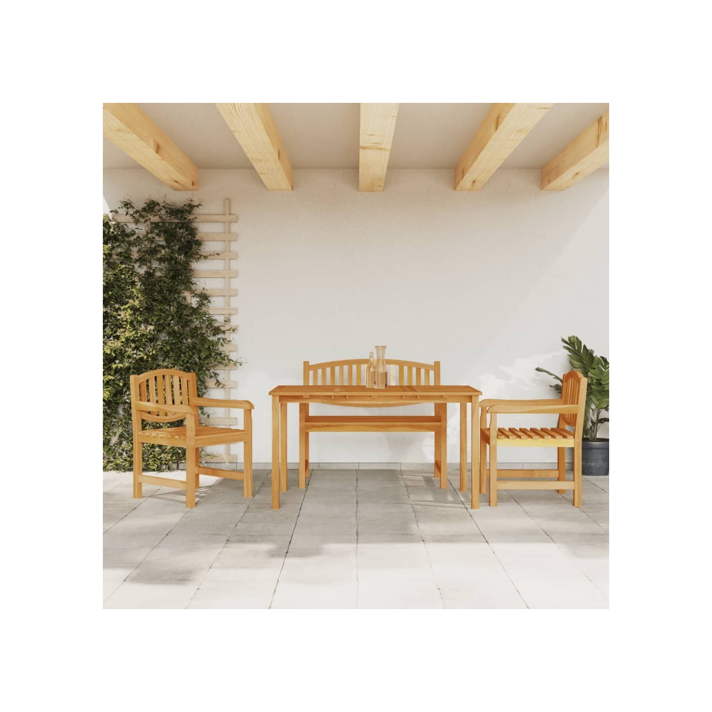Ensemble à manger de jardin 4 pcs Bois de teck massif