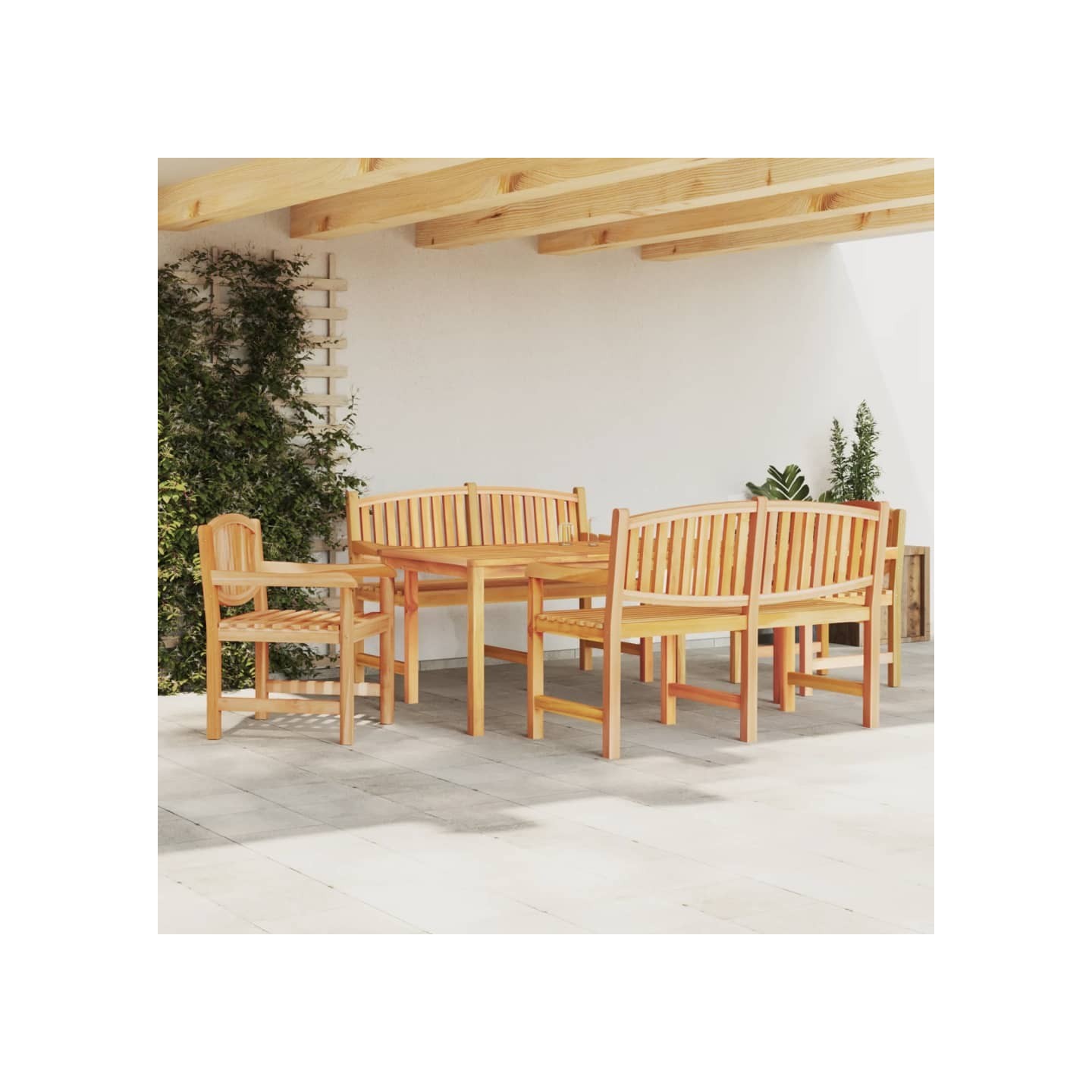 Ensemble à manger de jardin 5pcs Bois de teck massif