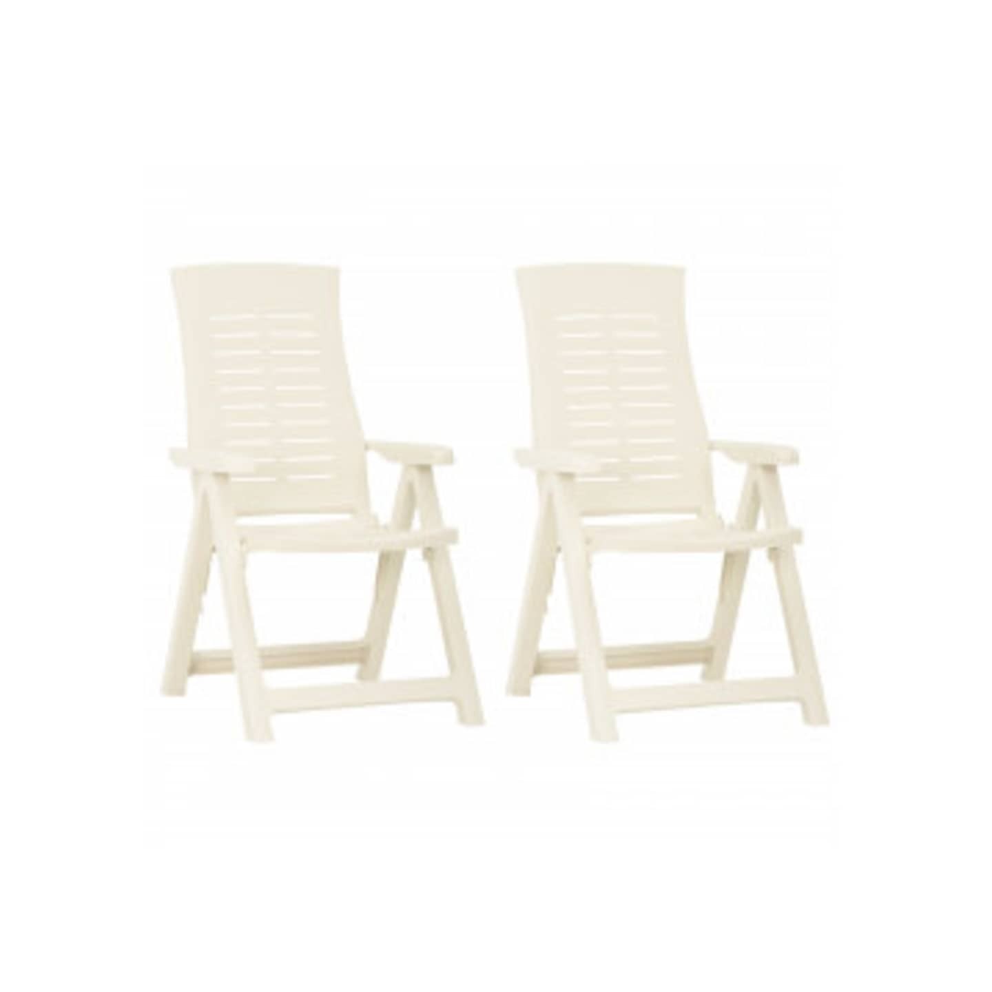 Chaises pliantes inclinables, lot de 2, en plastique blanc