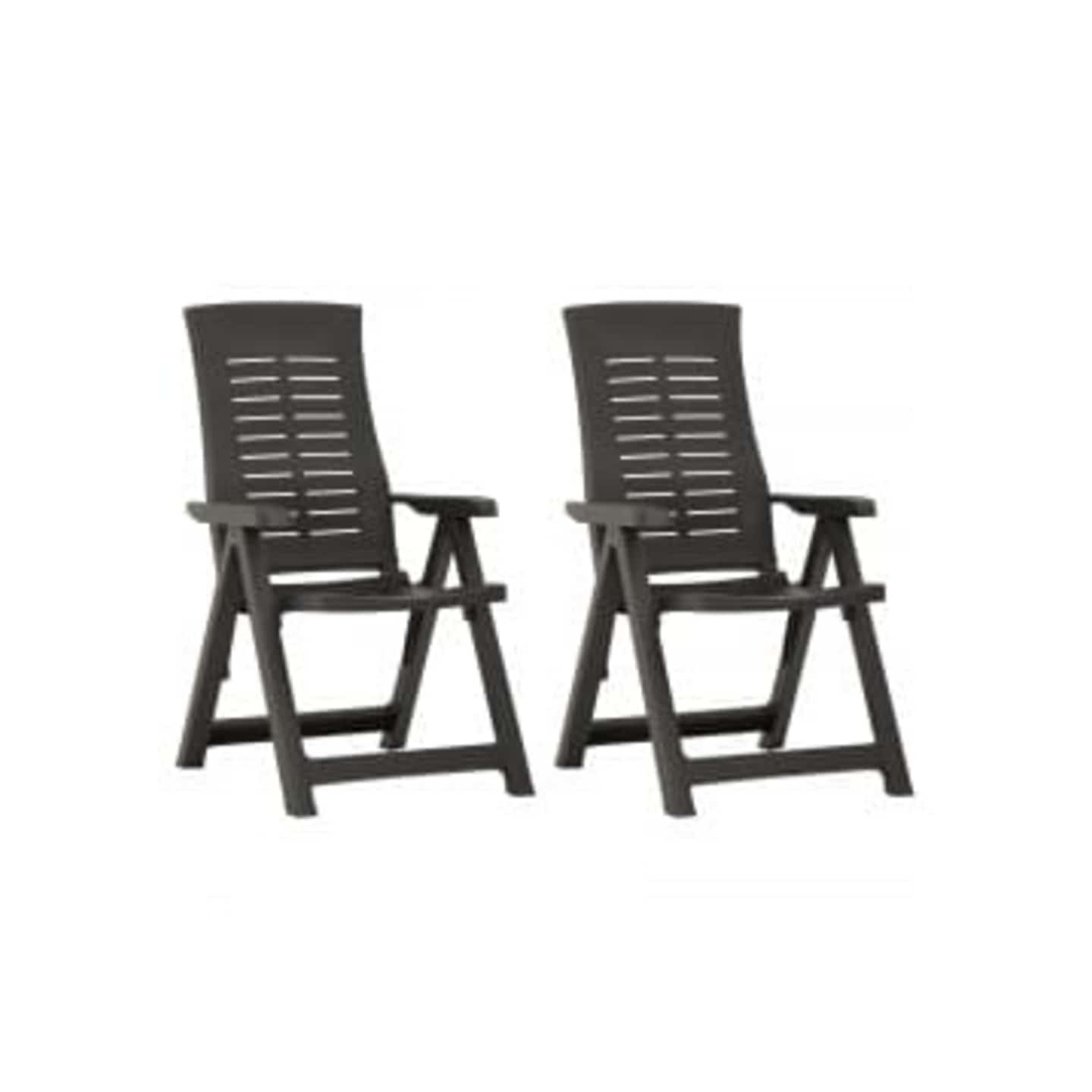 Fauteuils pliants inclinables, lot de 2, en plastique anthracite