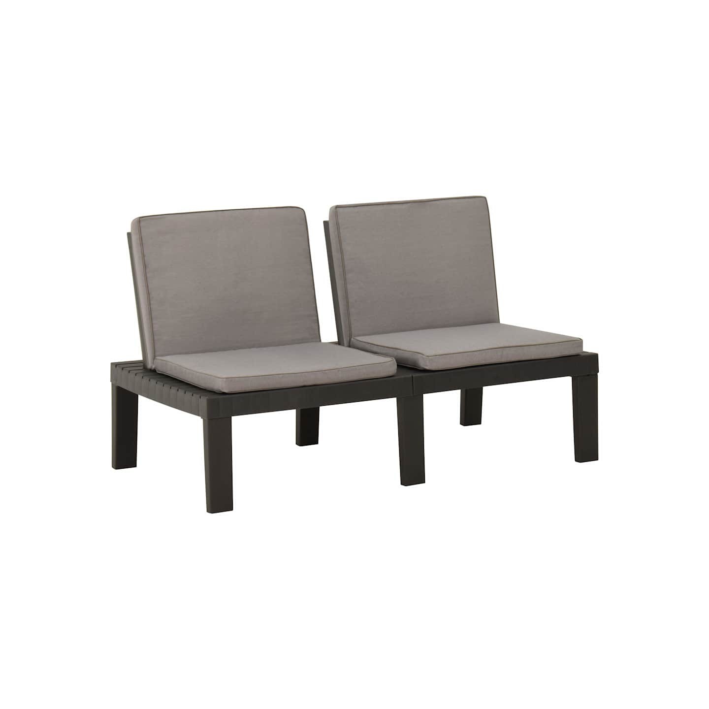 Banc de salon de jardin avec coussin Plastique Gris