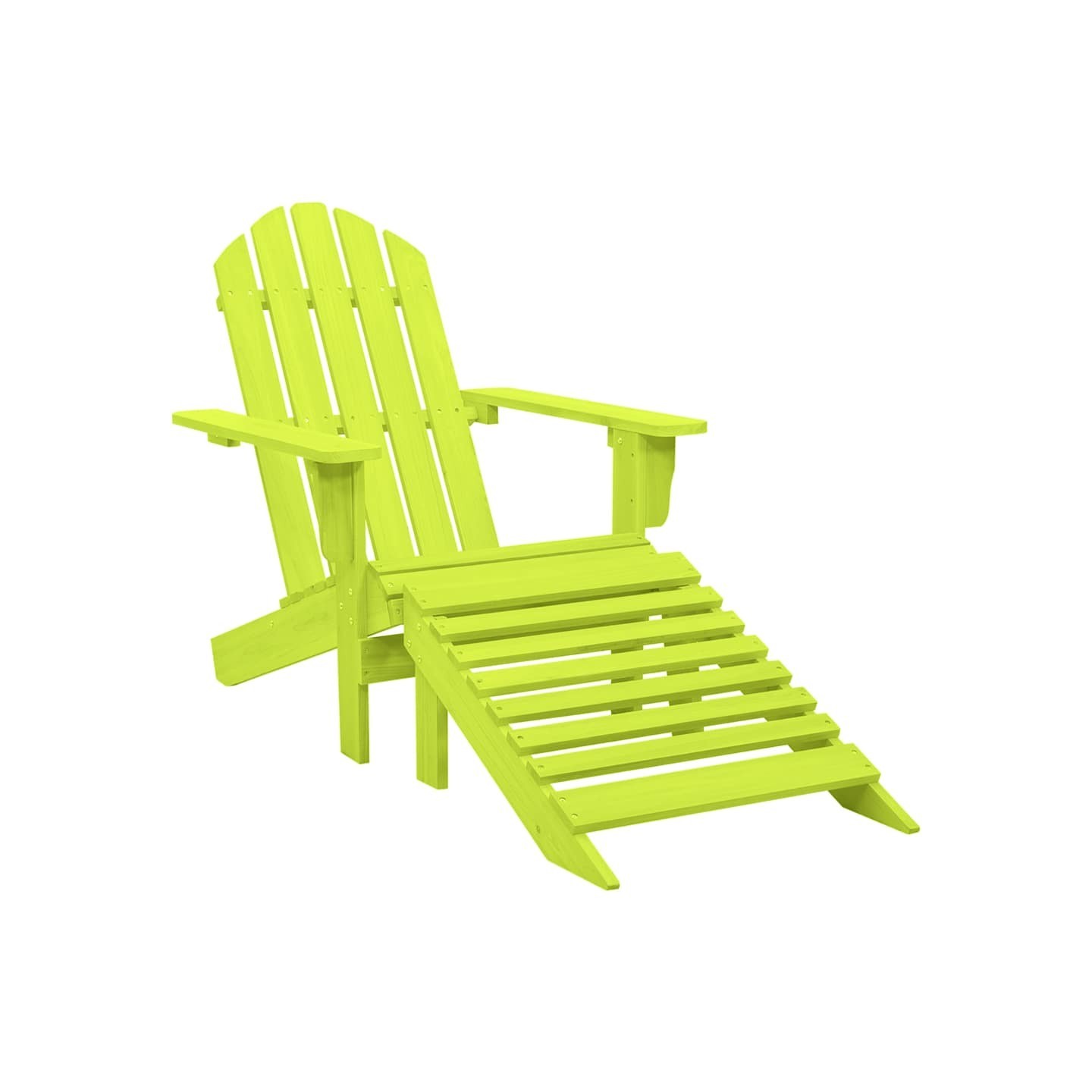 Chaise de jardin Adirondack avec pouf bois de sapin solide vert
