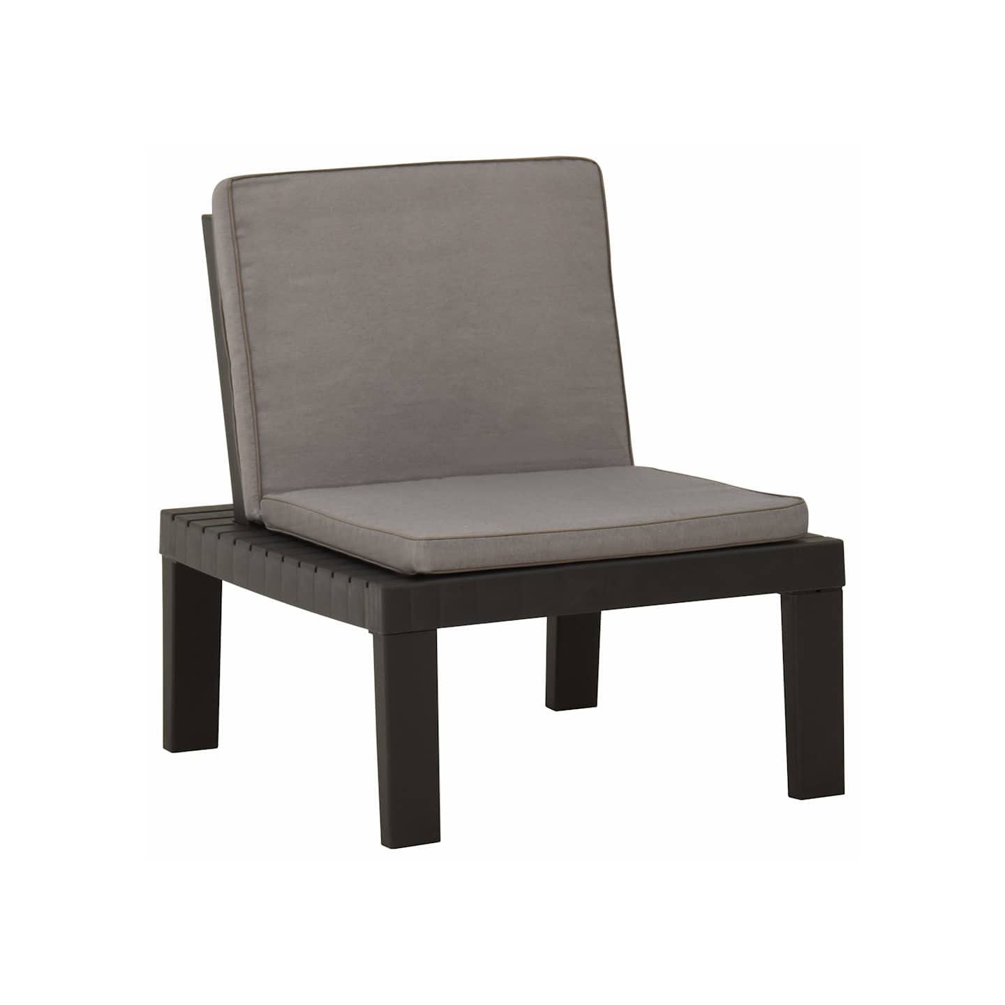 Chaise de salon de jardin avec coussin Plastique Gris