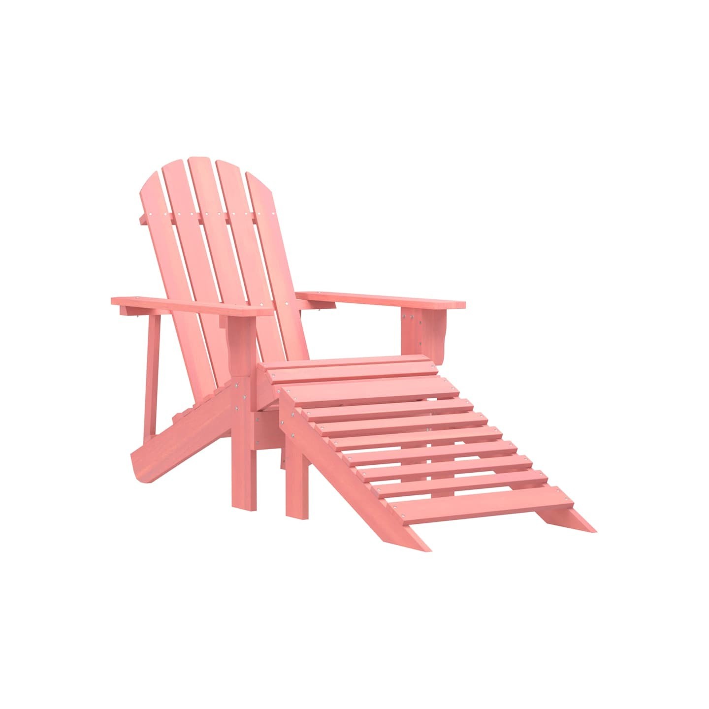 Chaise de jardin Adirondack avec pouf bois de sapin solide rose