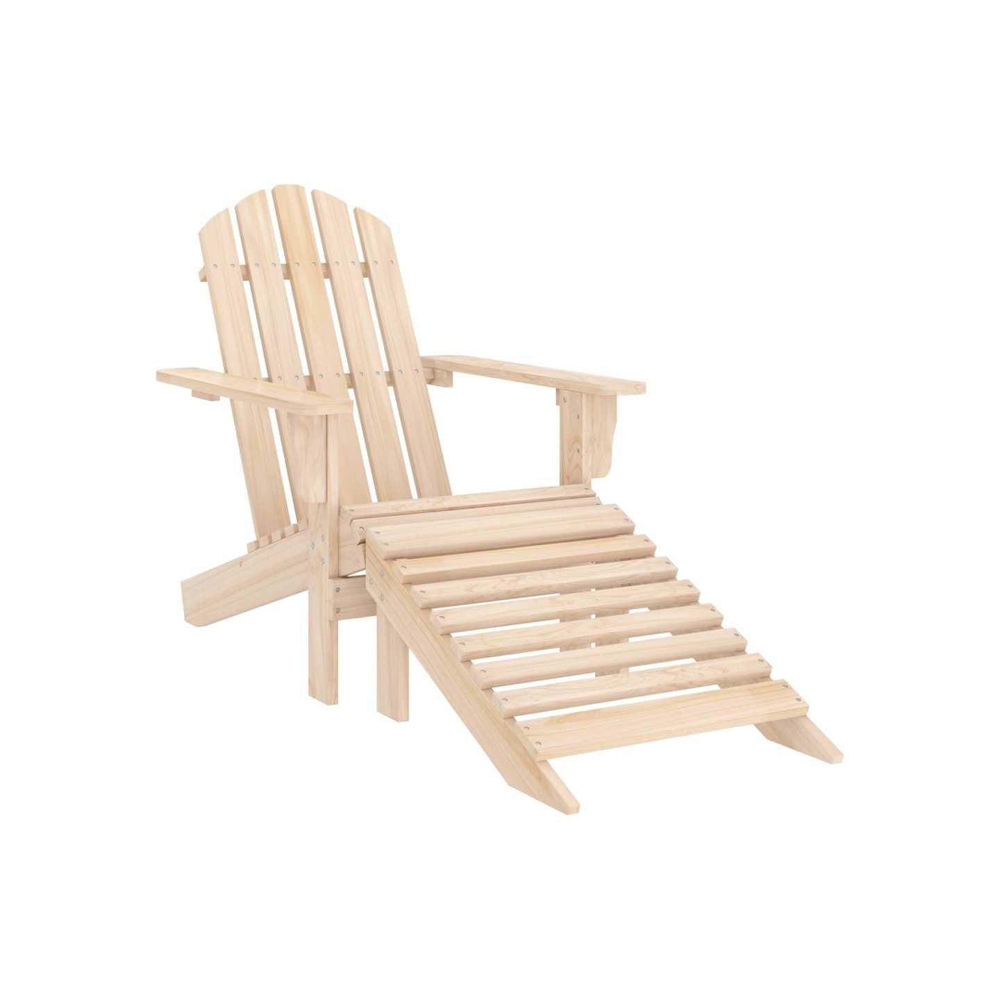 Chaise de jardin Adirondack avec pouf bois de sapin solide