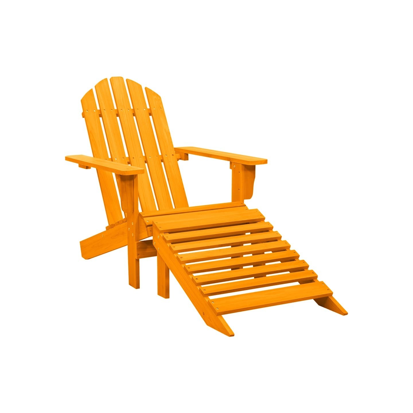 Chaise de jardin Adirondack avec pouf bois de sapin orange