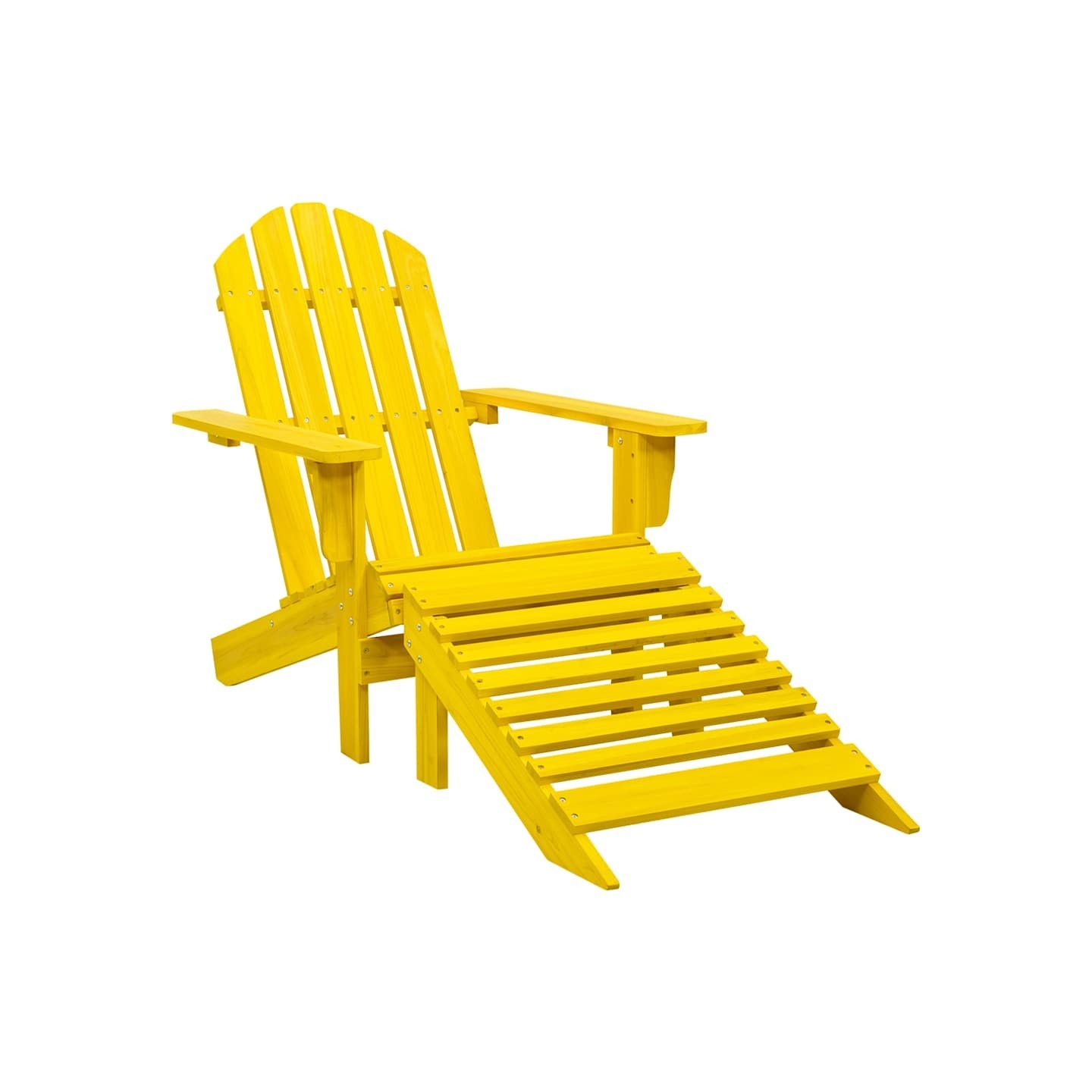 Chaise de jardin Adirondack avec pouf bois de sapin jaune