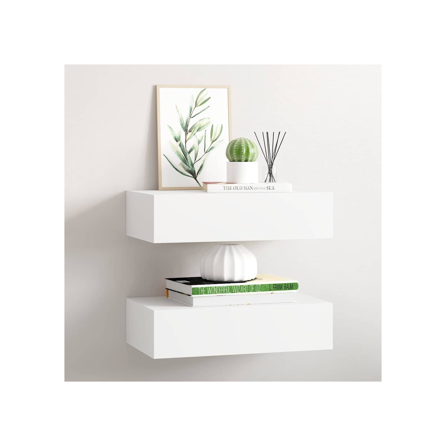 Étagères à tiroirs murales 2 pcs Blanc 40x23,5x10 cm MDF