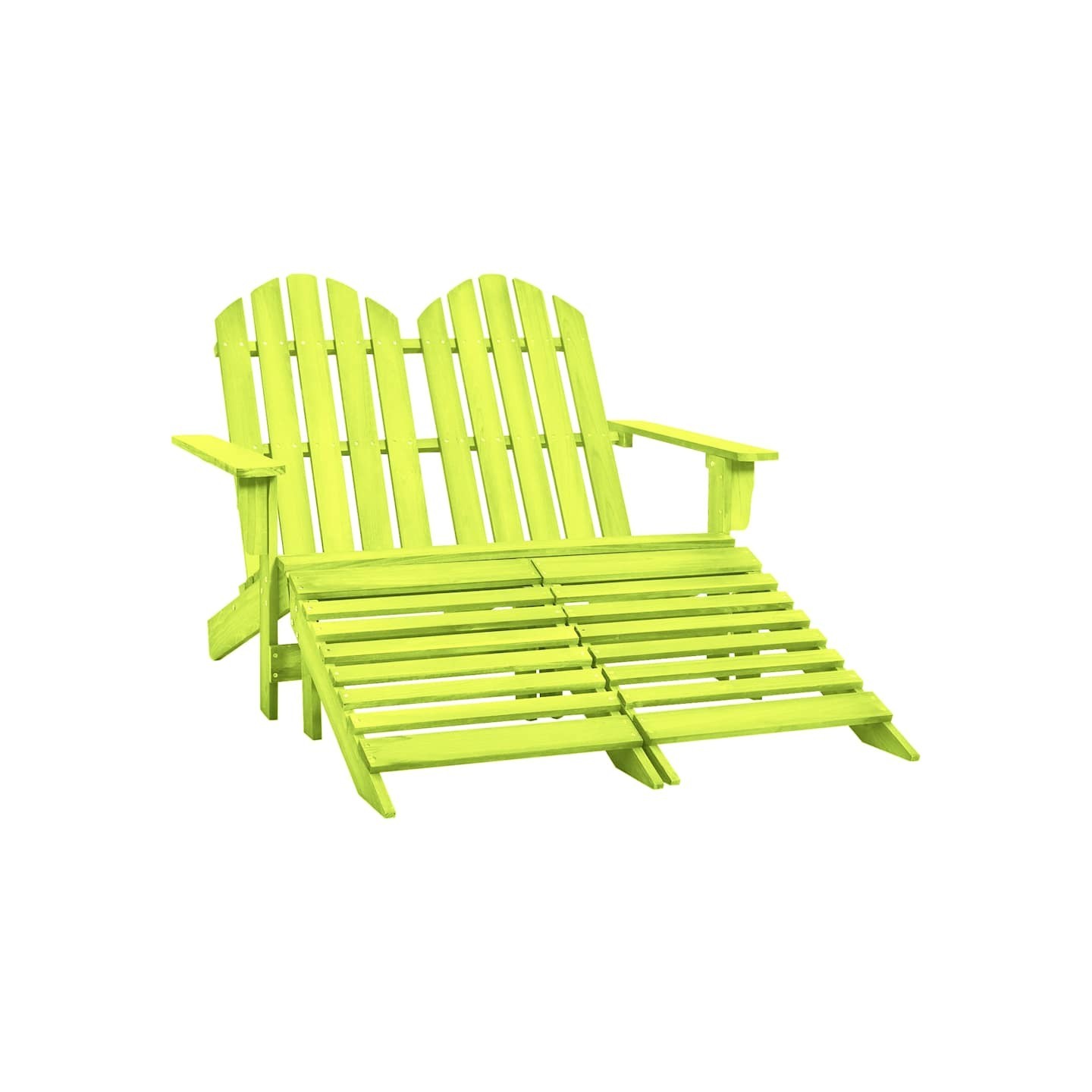 Chaise de jardin Adirondack 2 places et pouf sapin massif vert
