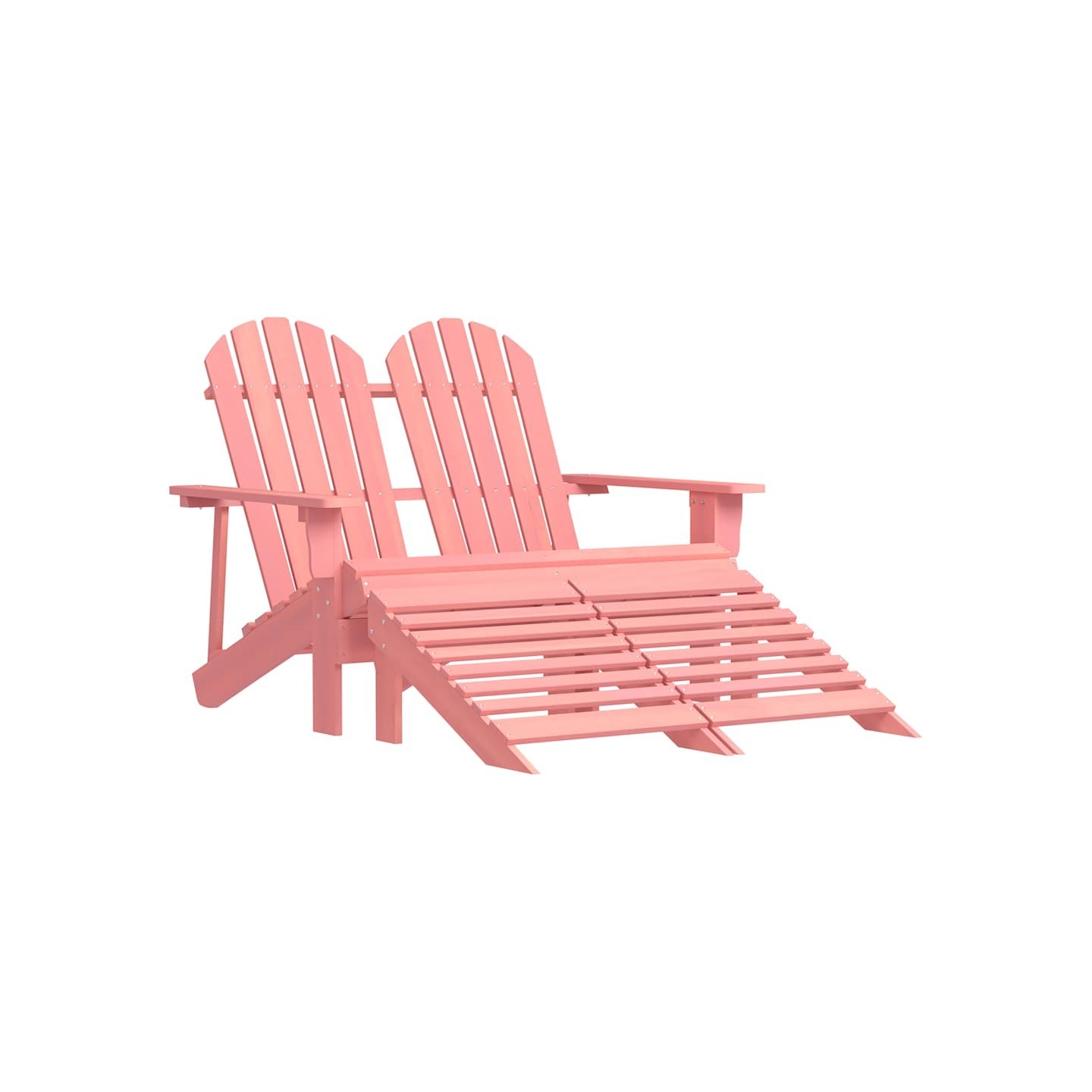 Chaise de jardin Adirondack 2 places et pouf sapin rose