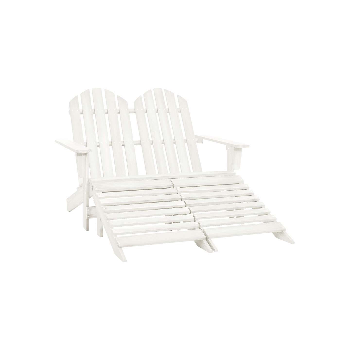 Chaise de jardin Adirondack 2 places et repose-pied sapin blanc