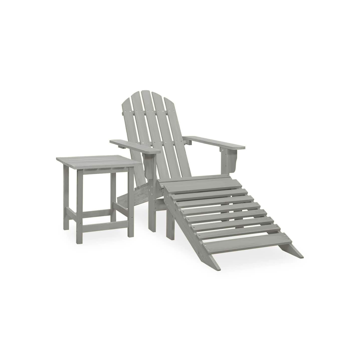 Chaise de jardin Adirondack avec pouf et table Sapin Gris