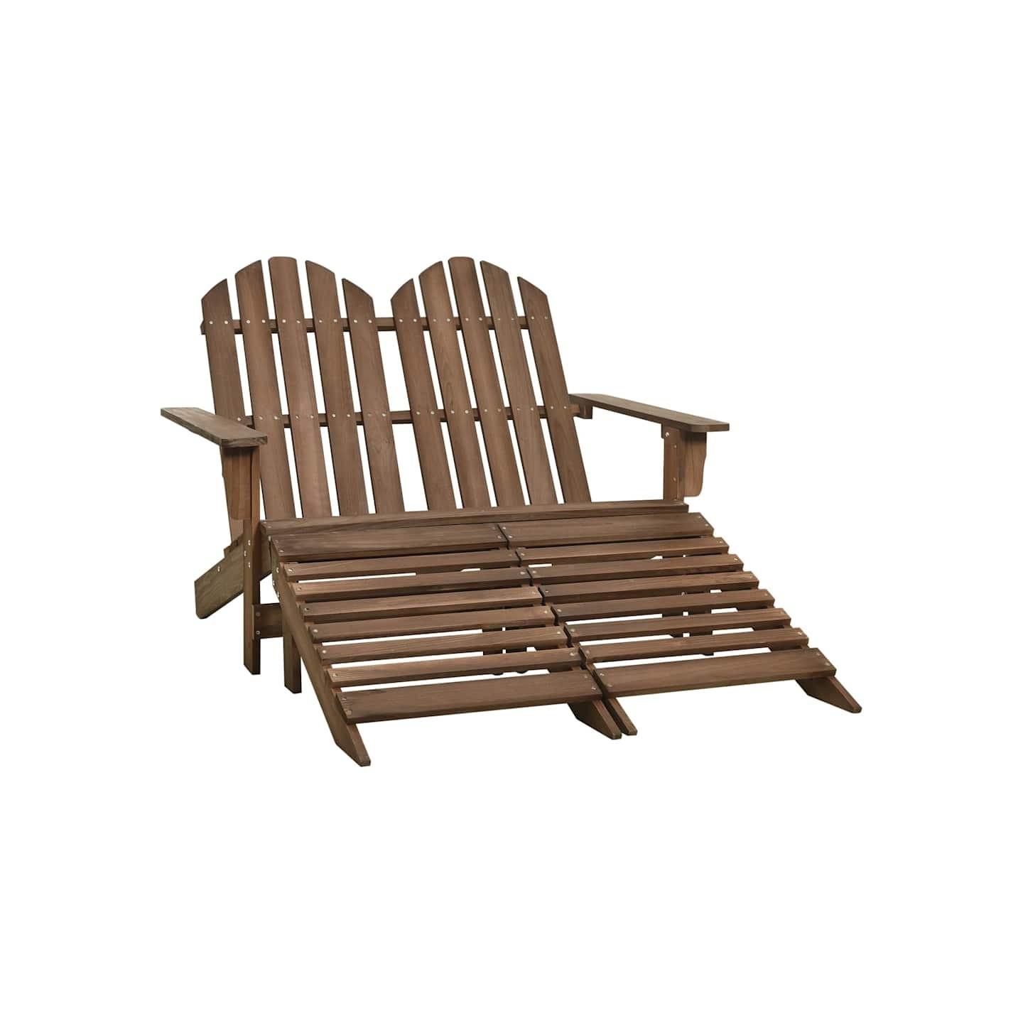 Chaise de jardin Adirondack 2 places repose-pied sapin marron
