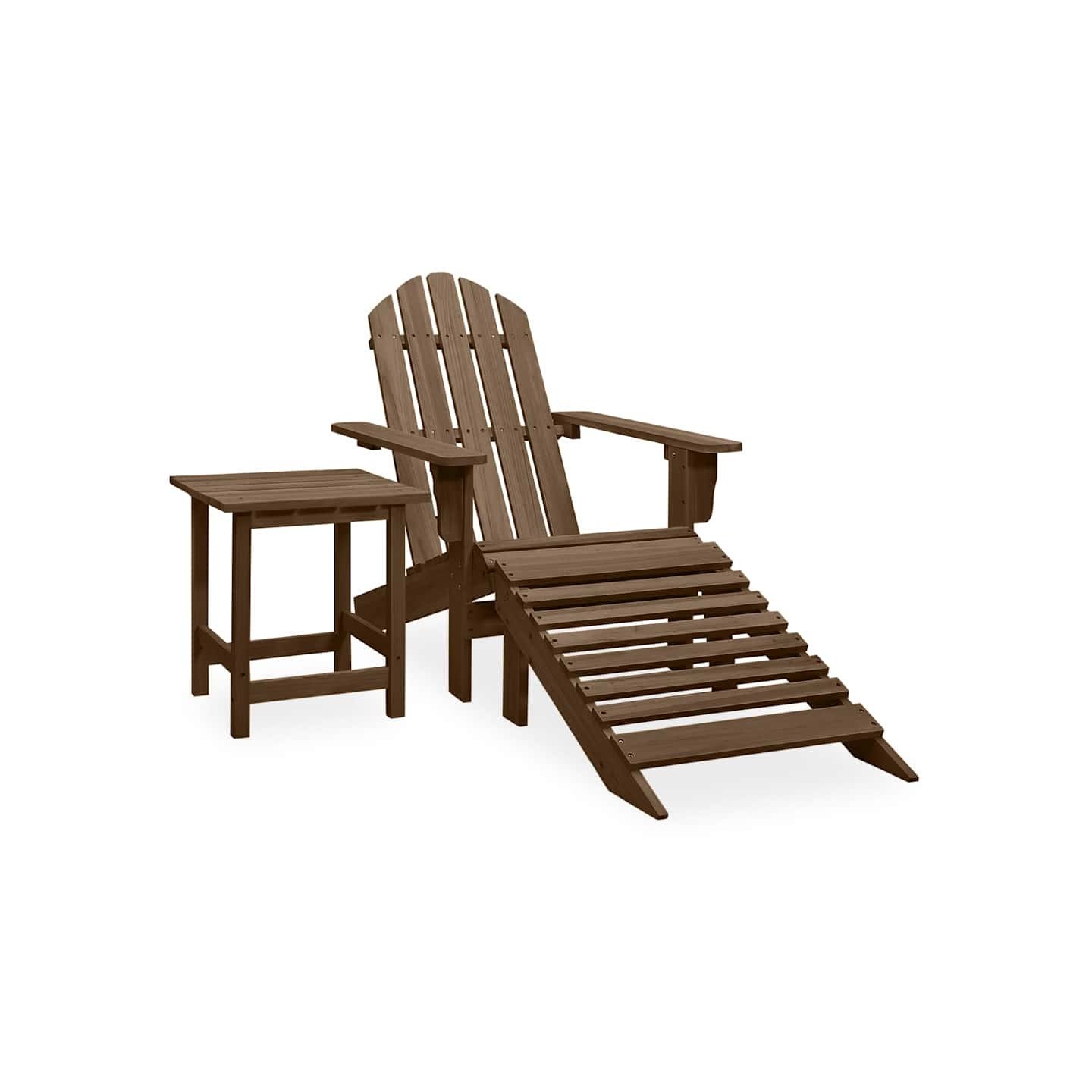 Chaise de jardin Adirondack avec pouf et table Sapin Marron