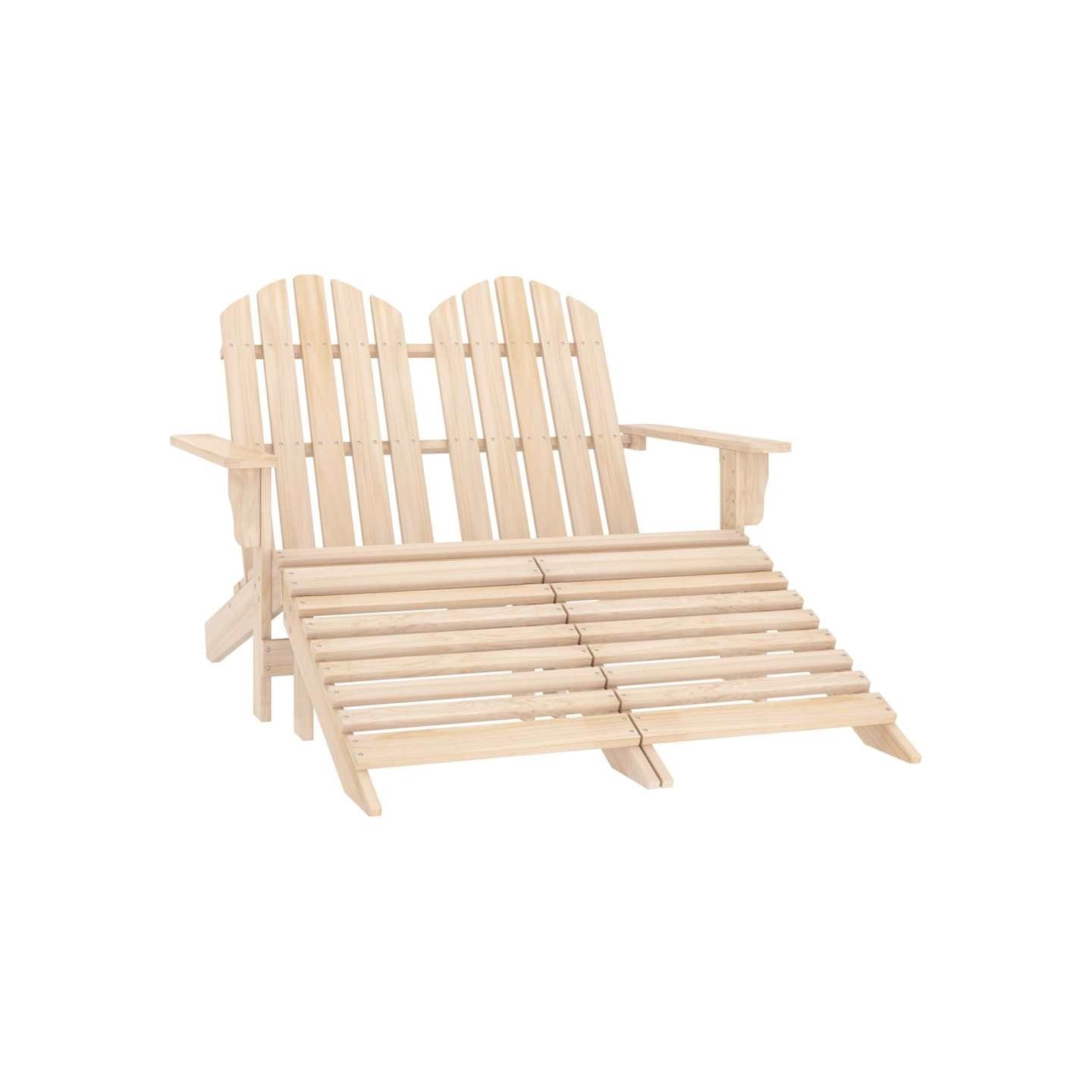 Chaise de jardin Adirondack 2 places et repose-pied sapin