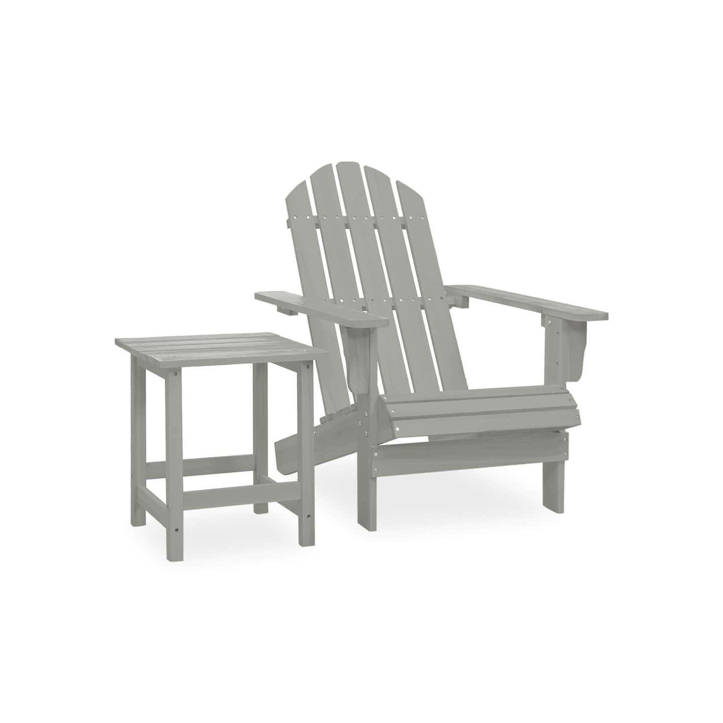 Chaise de jardin Adirondack avec table Bois de sapin Gris