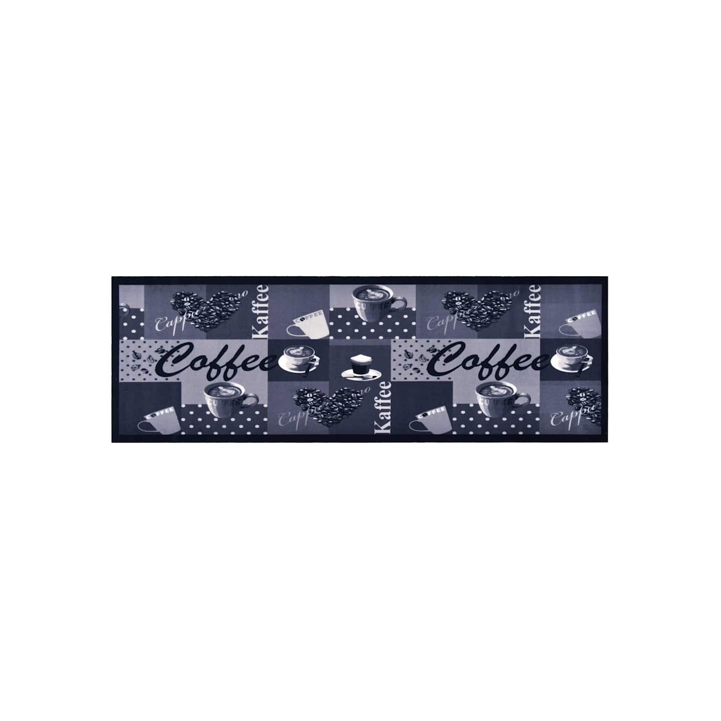 Tapis de sol de cuisine lavable Bleu café 45x150 cm