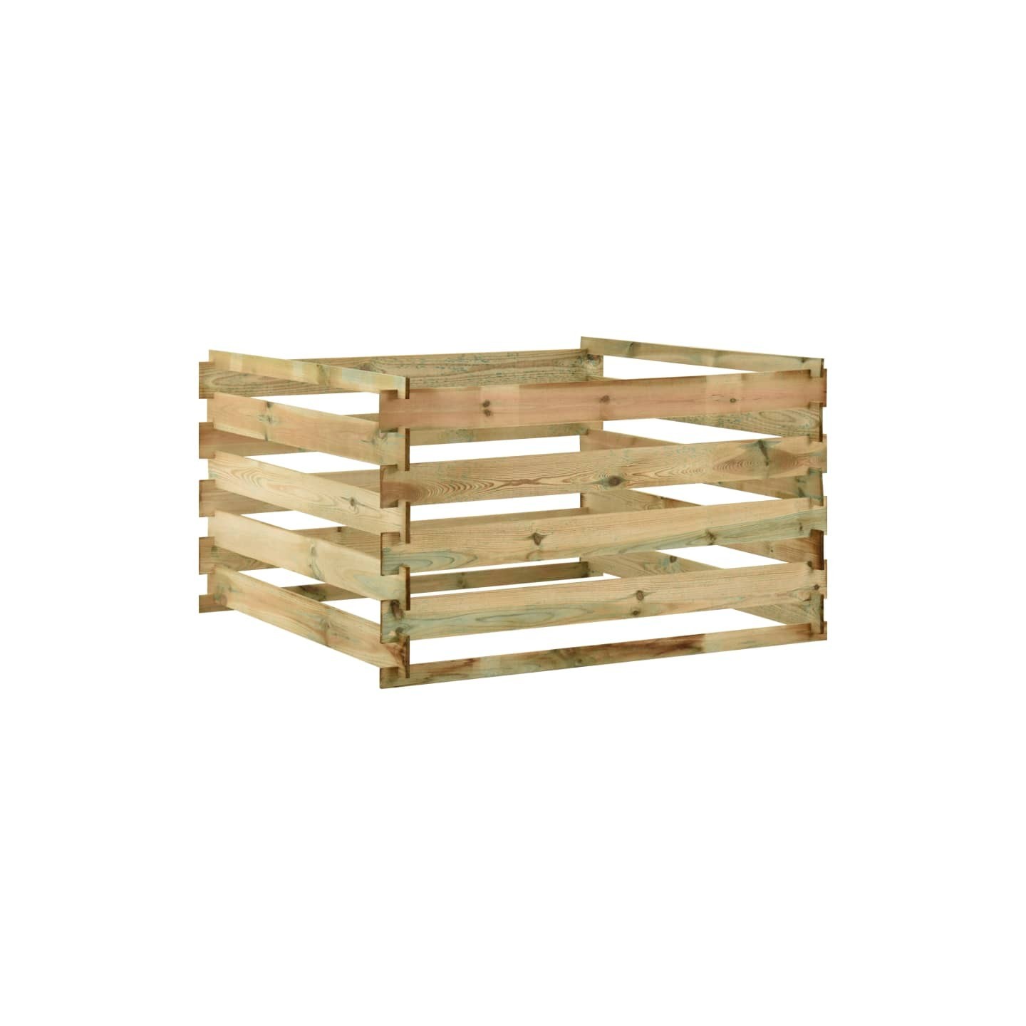 Composteur de jardin à lattes 120x120x70cm Bois de pin imprégné