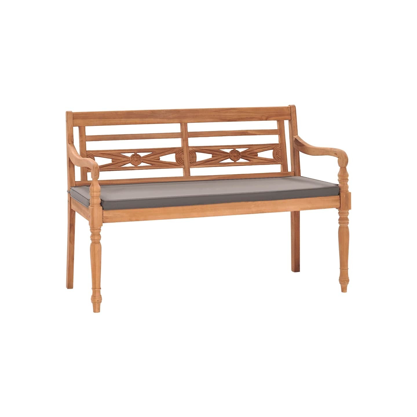 Banc Batavia avec coussin gris foncé 120 cm Bois de teck massif