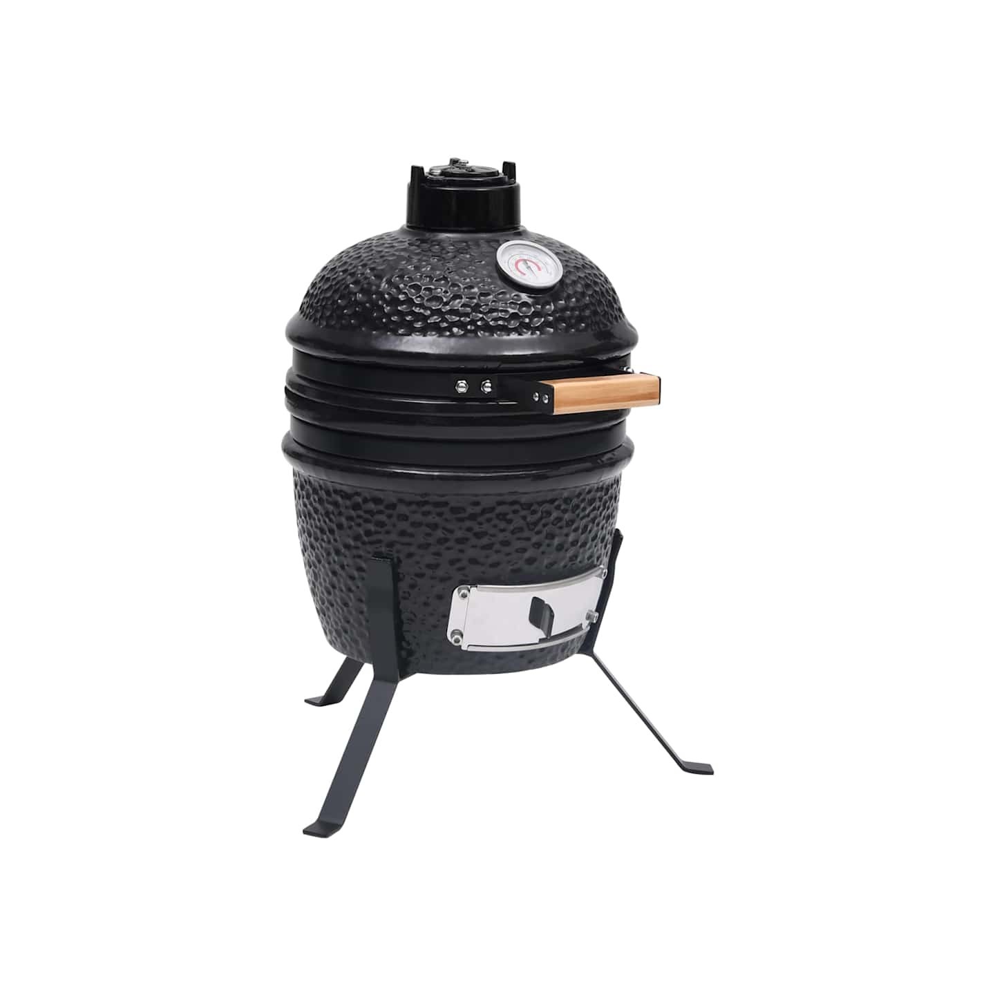 Barbecue à fumoir Kamado 2-en-1 Céramique 56 cm Noir