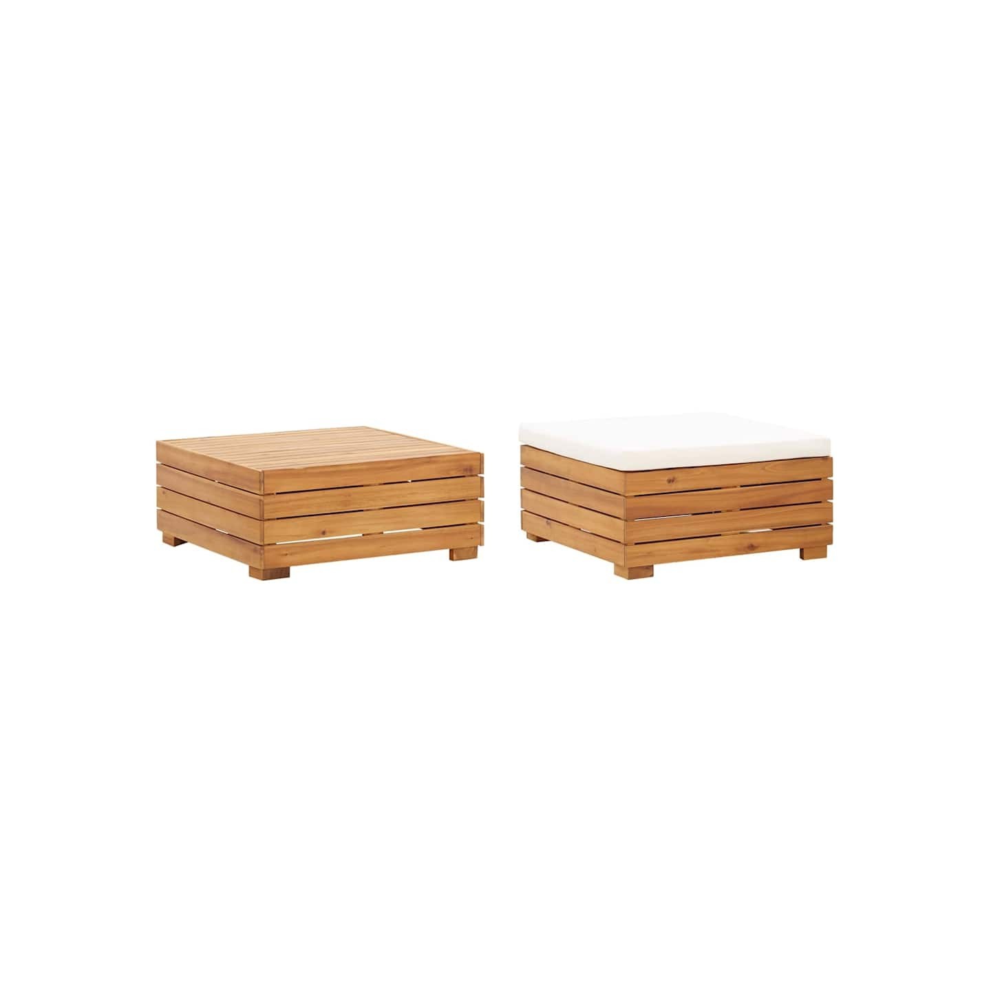 Table et repose-pied de jardin et coussin Bois d'acacia massif