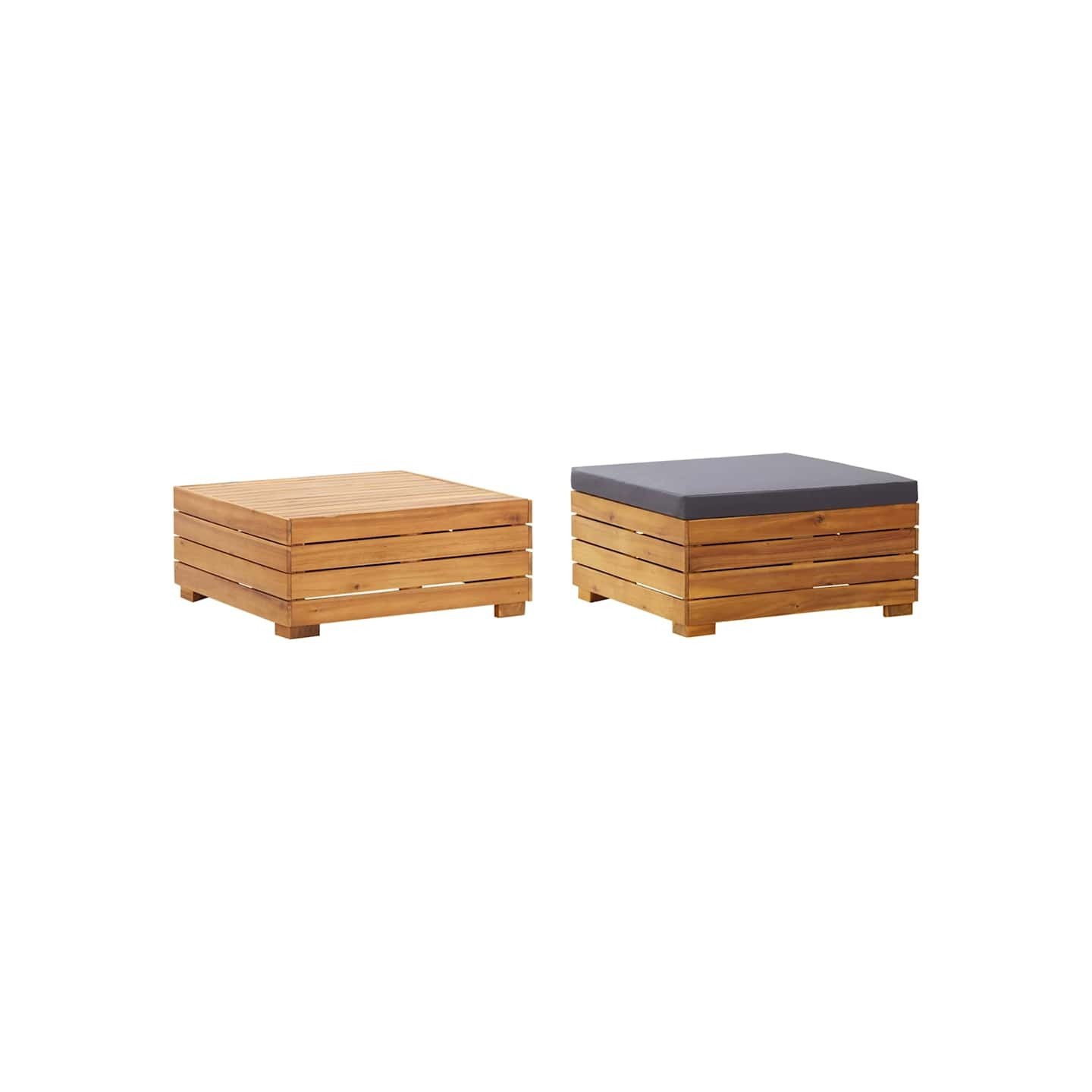 Table et repose-pied de jardin et coussin Bois d'acacia massif