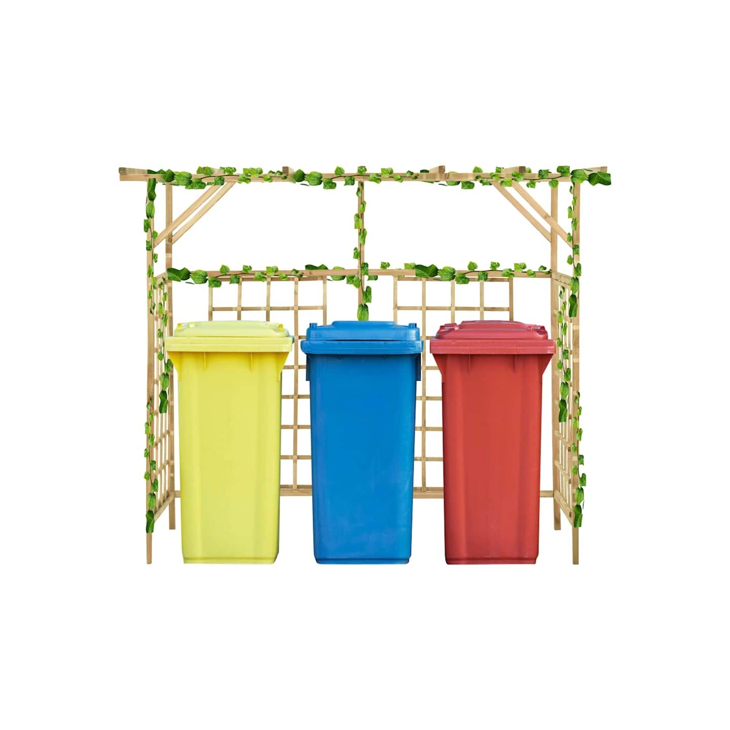 Pergola de jardin pour poubelles triples Bois de pin imprégné