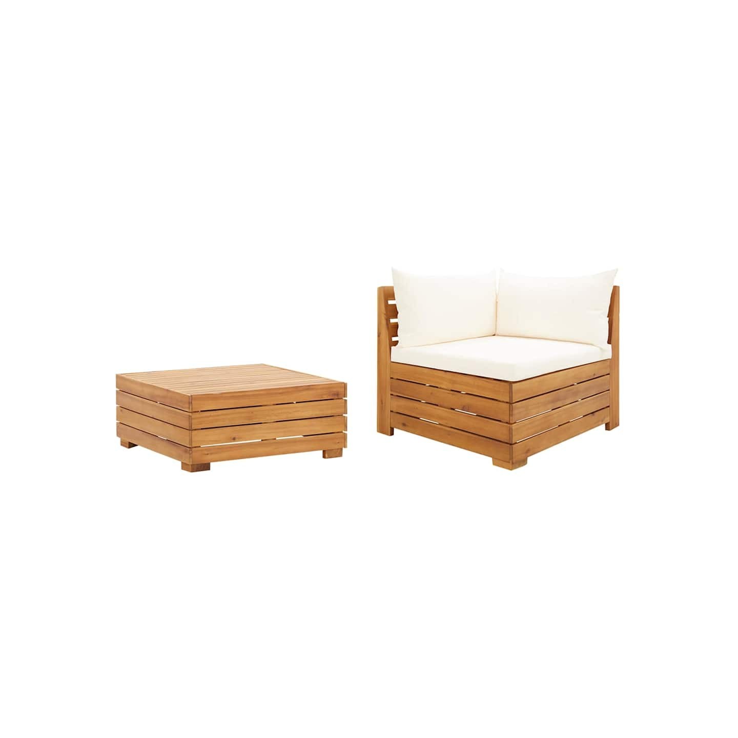 Salon de jardin 2 pcs avec coussins Bois d'acacia solide