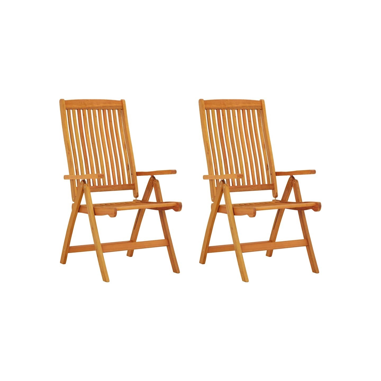 Chaises pliantes 2 pièces en bois massif d'eucalyptus