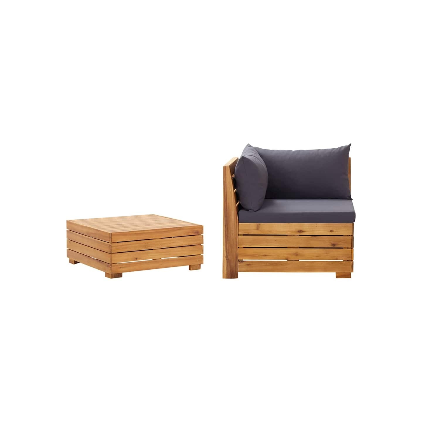 Salon de jardin 2 pcs avec coussins Bois d'acacia solide