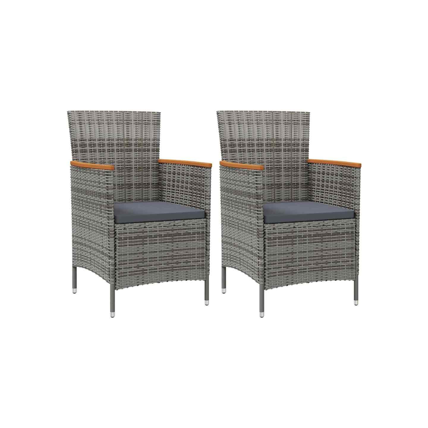 Chaises à manger de jardin lot de 2 Résine tressée Gris