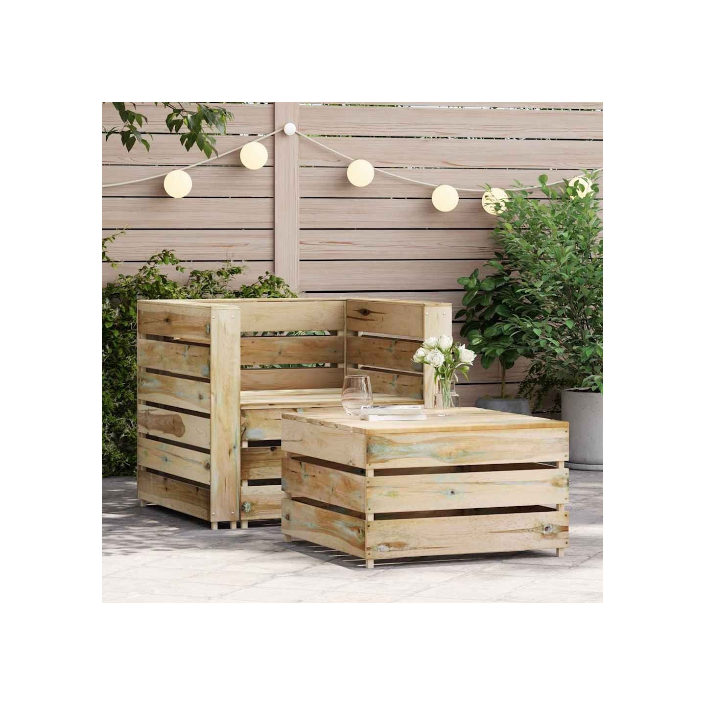 Salon de jardin palette 2 pcs Bois de pin imprégné