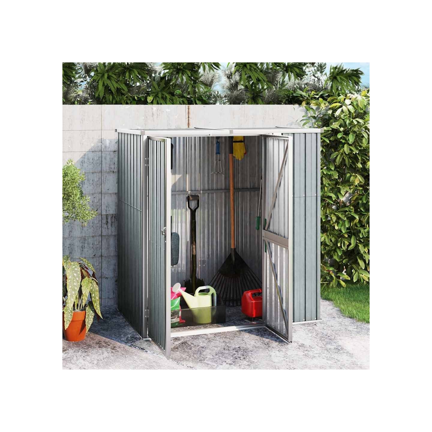 Abri à outils de jardin Gris 161x89x161 cm Acier galvanisé