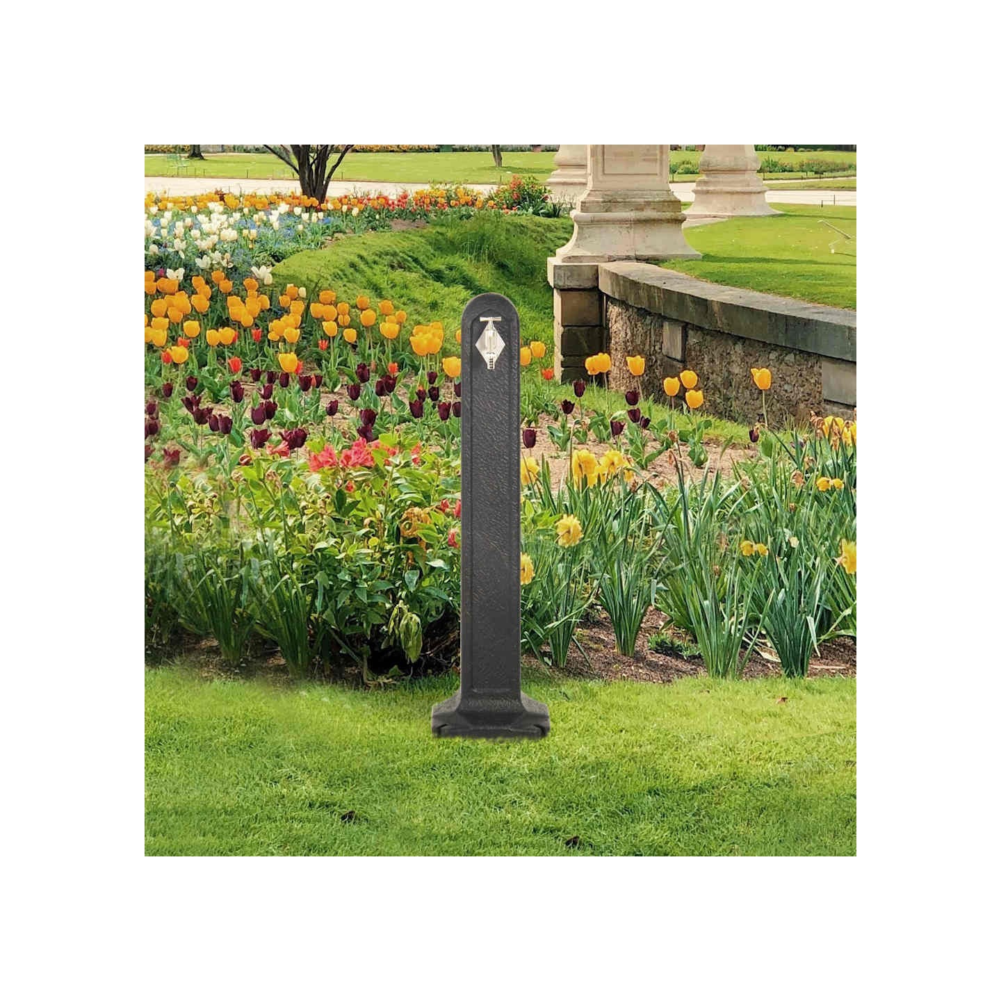 Réservoir de jardin avec robinet Anthracite Aspect de pierre