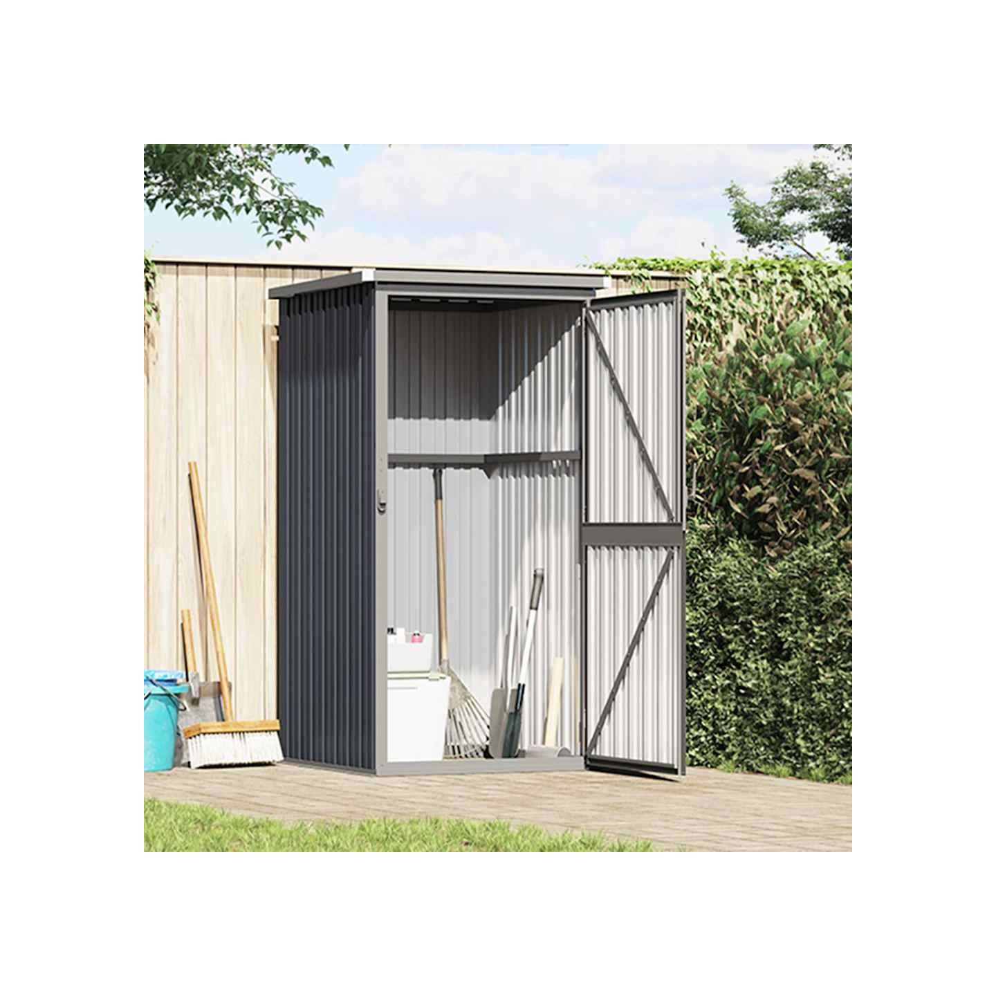 Abri à outils de jardin anthracite 88x89x161 cm acier galvanisé